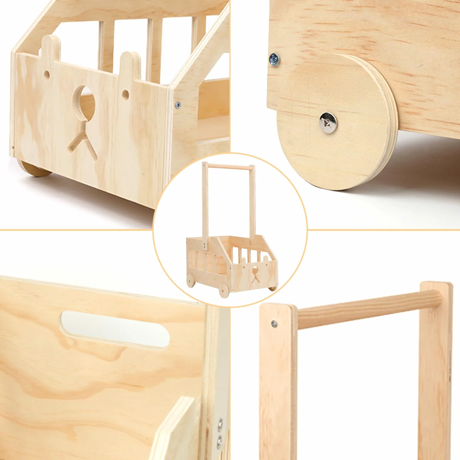 Coffret Cadeau en Bois avec Poignée et Roulettes pour Baby Shower