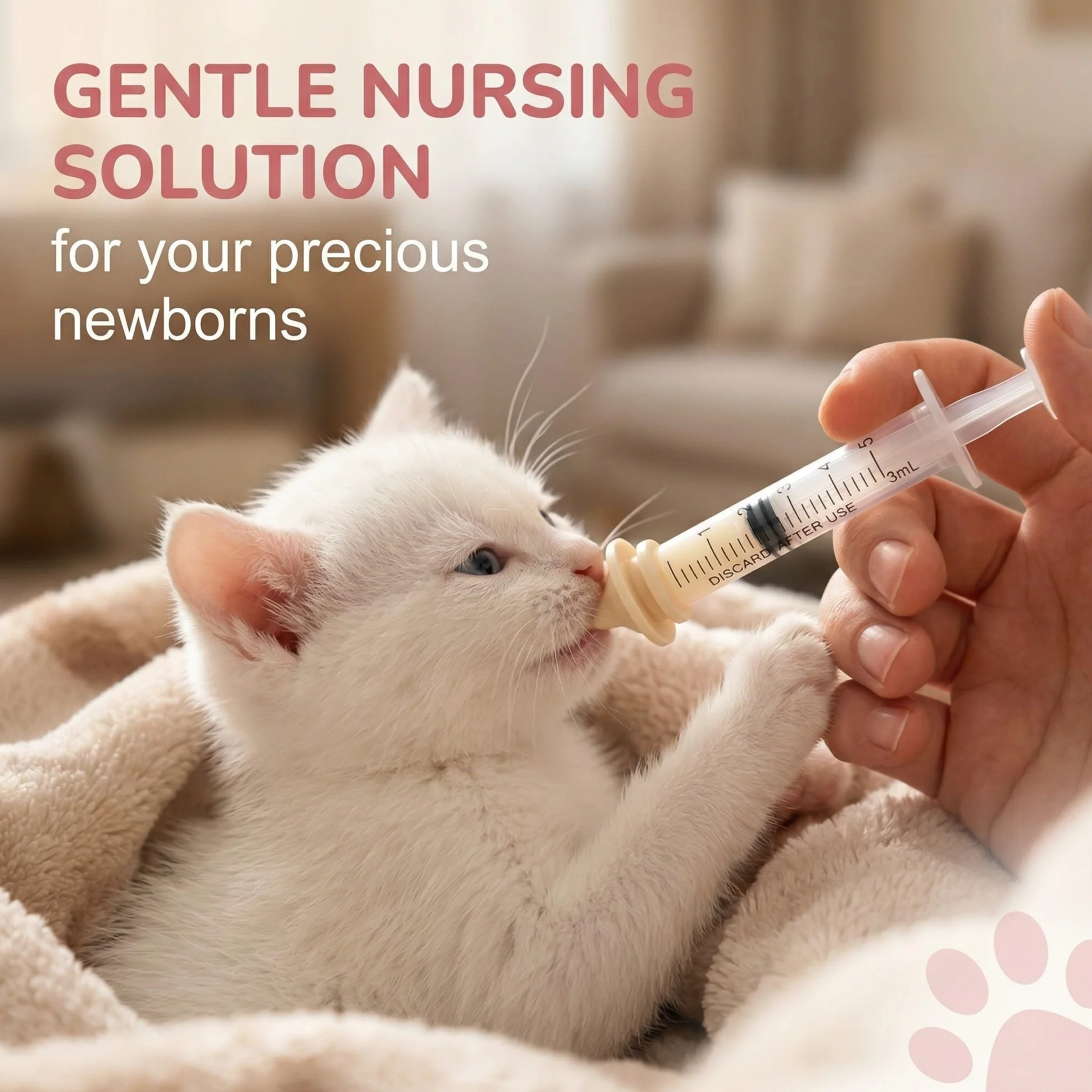 Kit de 10 Pièces pour Chatons - Mini Seringues à Tétons en Silicone Réutilisables