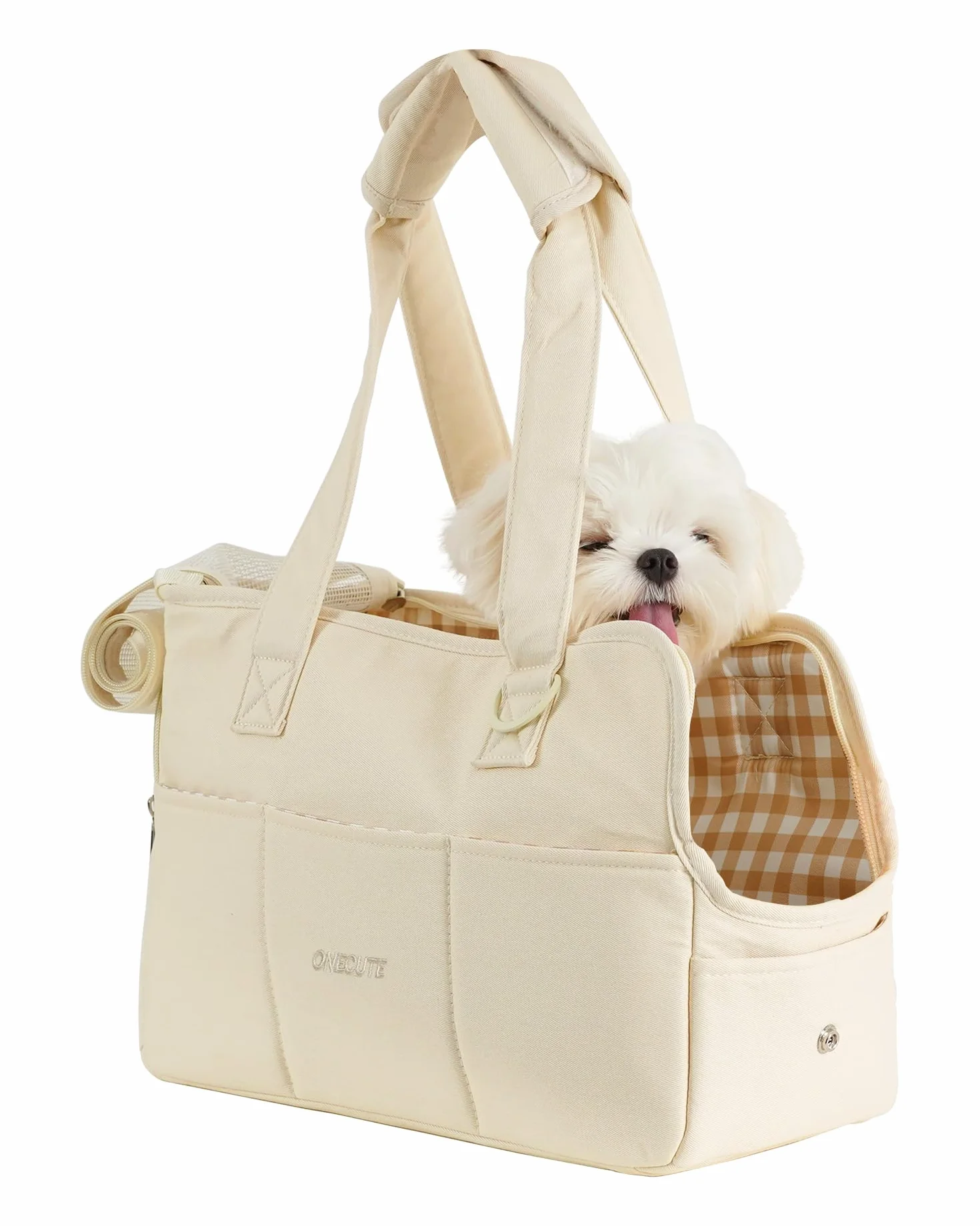 ONECUTE Sac de Transport pour Chat Chien Respirant Pliable Voyage jusqu'à 3 kg Beige