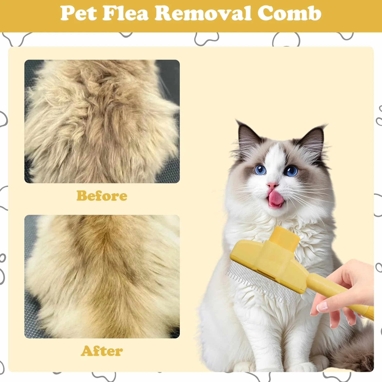 Peignes pour animaux de compagnie pour chiens et chats, lot de 2, dents en acier inoxydable, autonettoyage, toilettage