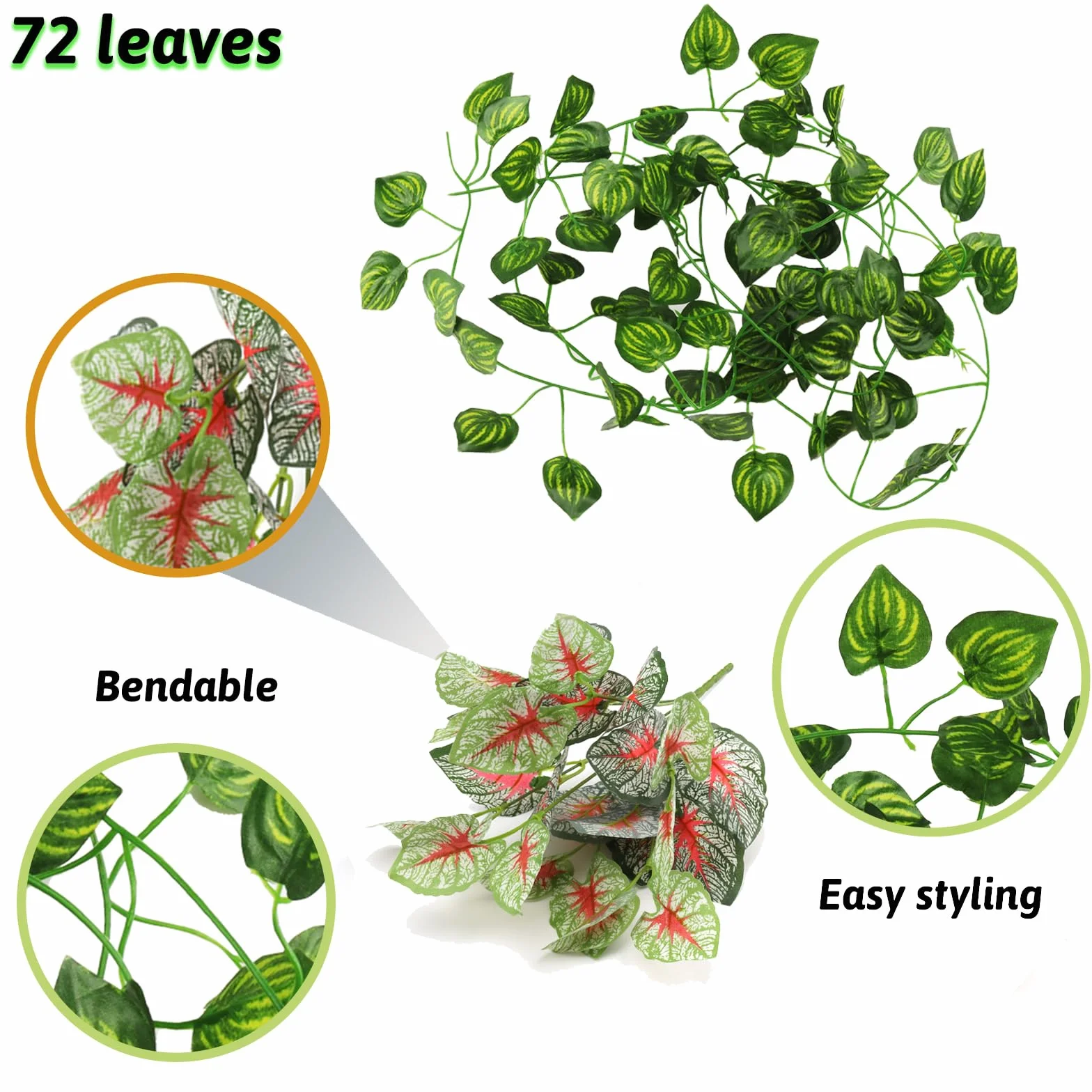 QUOZUO Plante Suspendue Artificielle, Terrarium Décoration Vigne pour Lézard Escalade