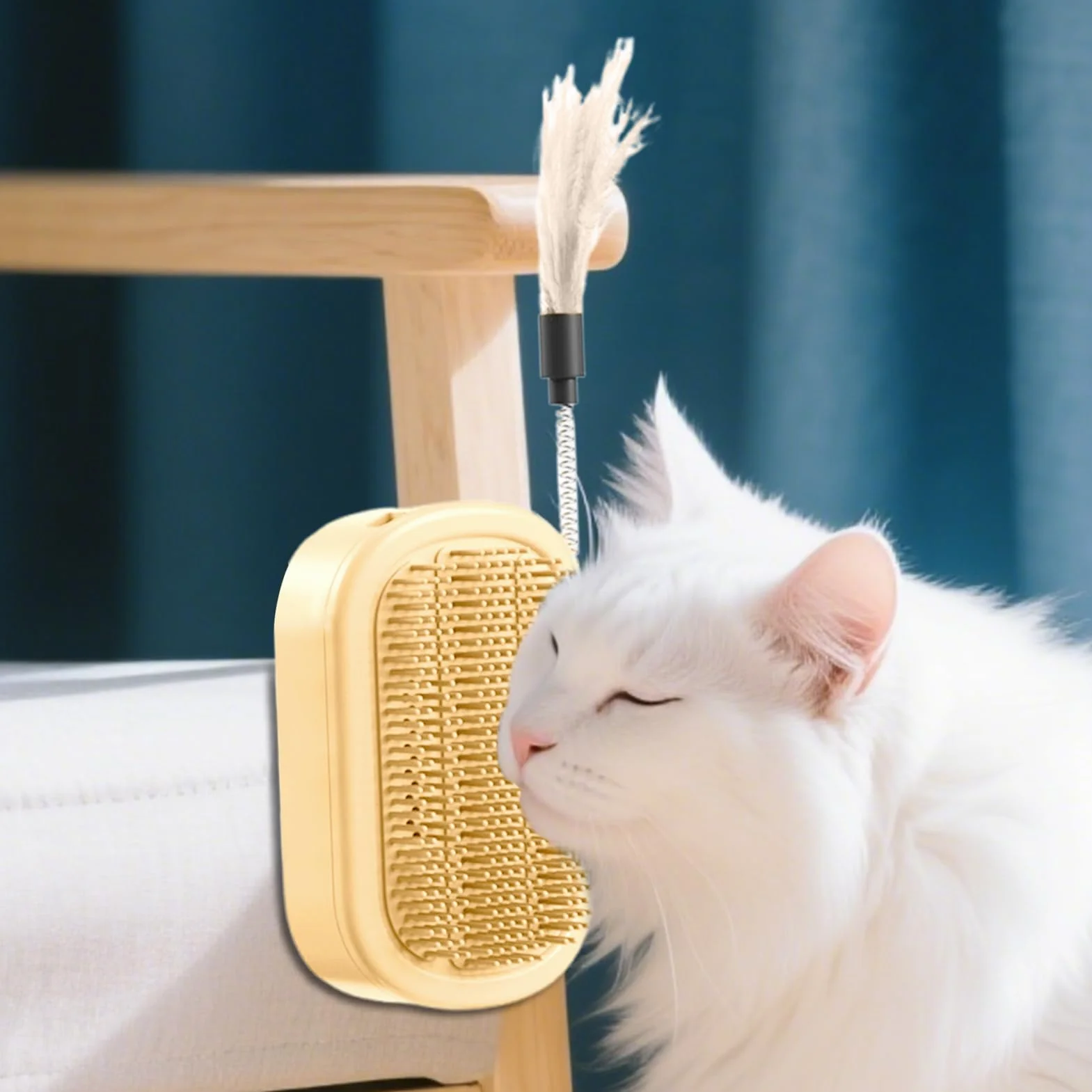 Arbre à chat d'angle avec griffoir, auto-toilettage, herbe à chat et brosse en sisal