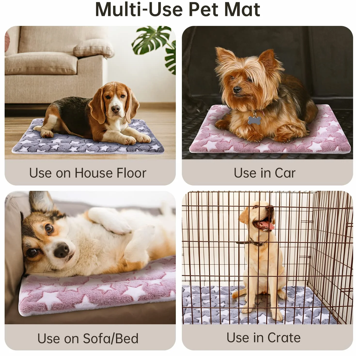 MICOOYO Lot de 2 Matelas en Polaire Lavable pour Cage de Chien ou Chat de Taille Moyenne (61 x 41 cm)