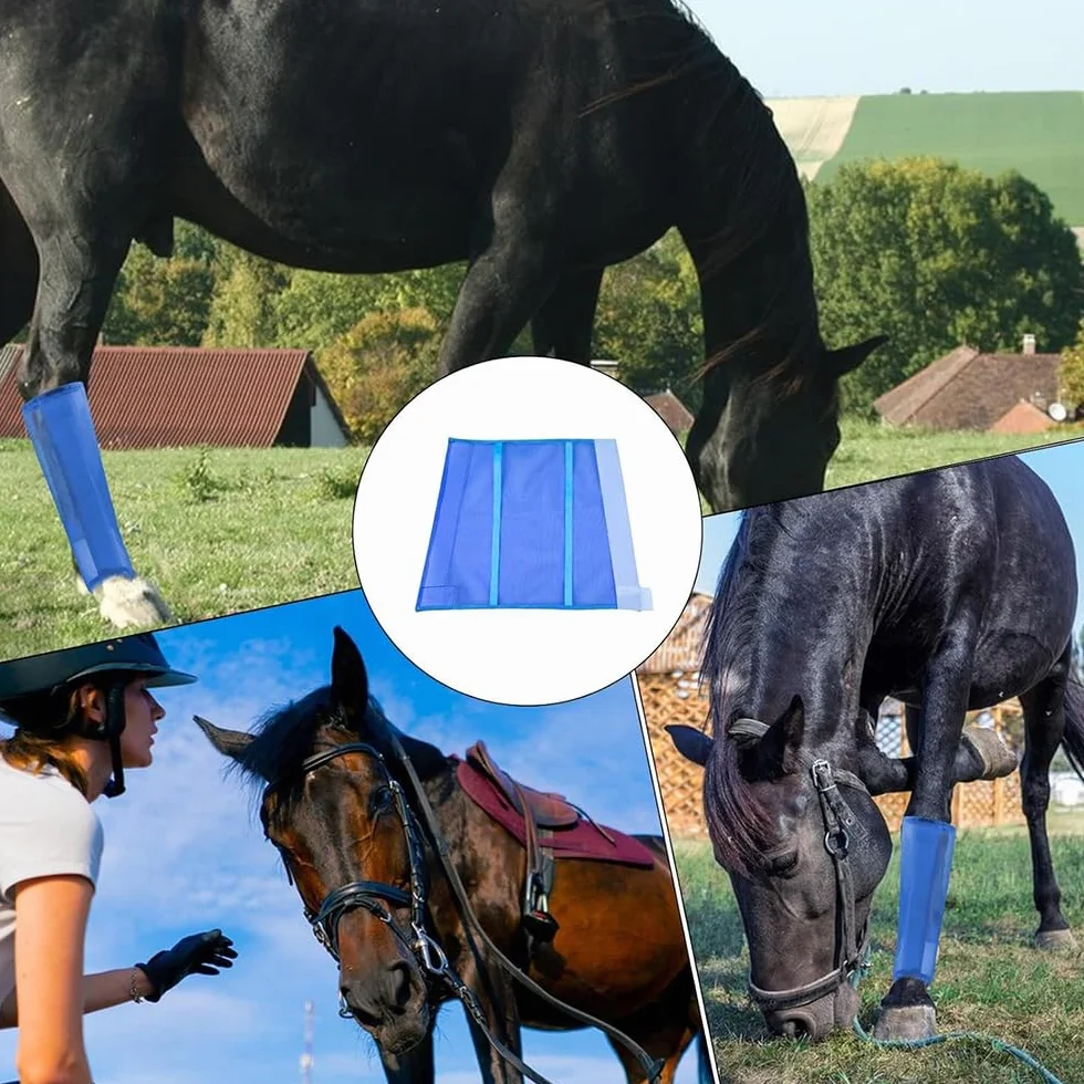 Lot de 4 protège-Sabots Anti-moustiques pour Chevaux, guêtres en Maille Respirante