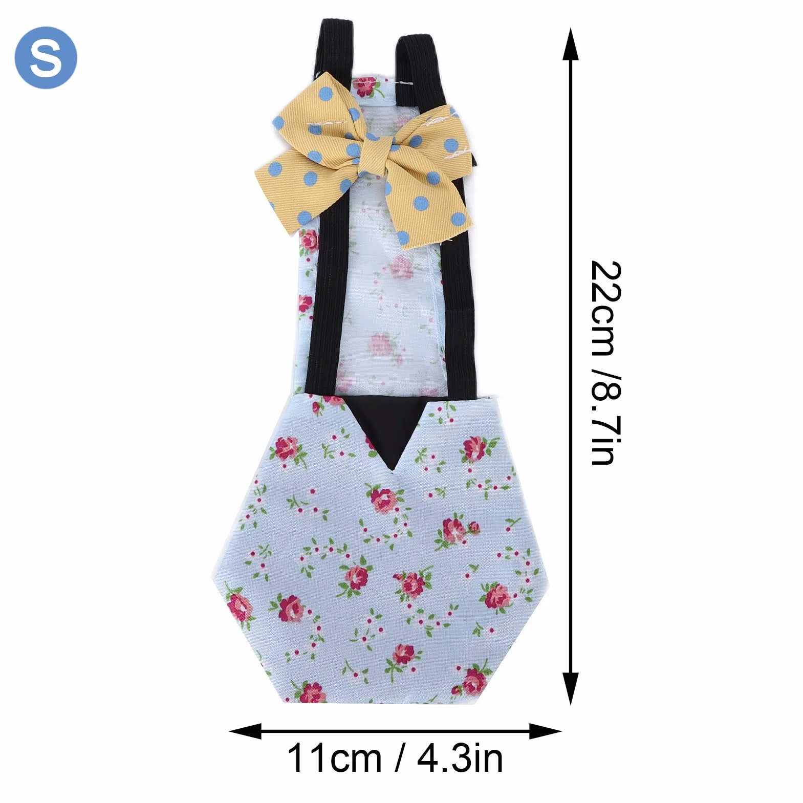 Couche Lavable pour Canard Poulet Oie avec Poche Intérieure Arc, Taille S, Fleur Bleue