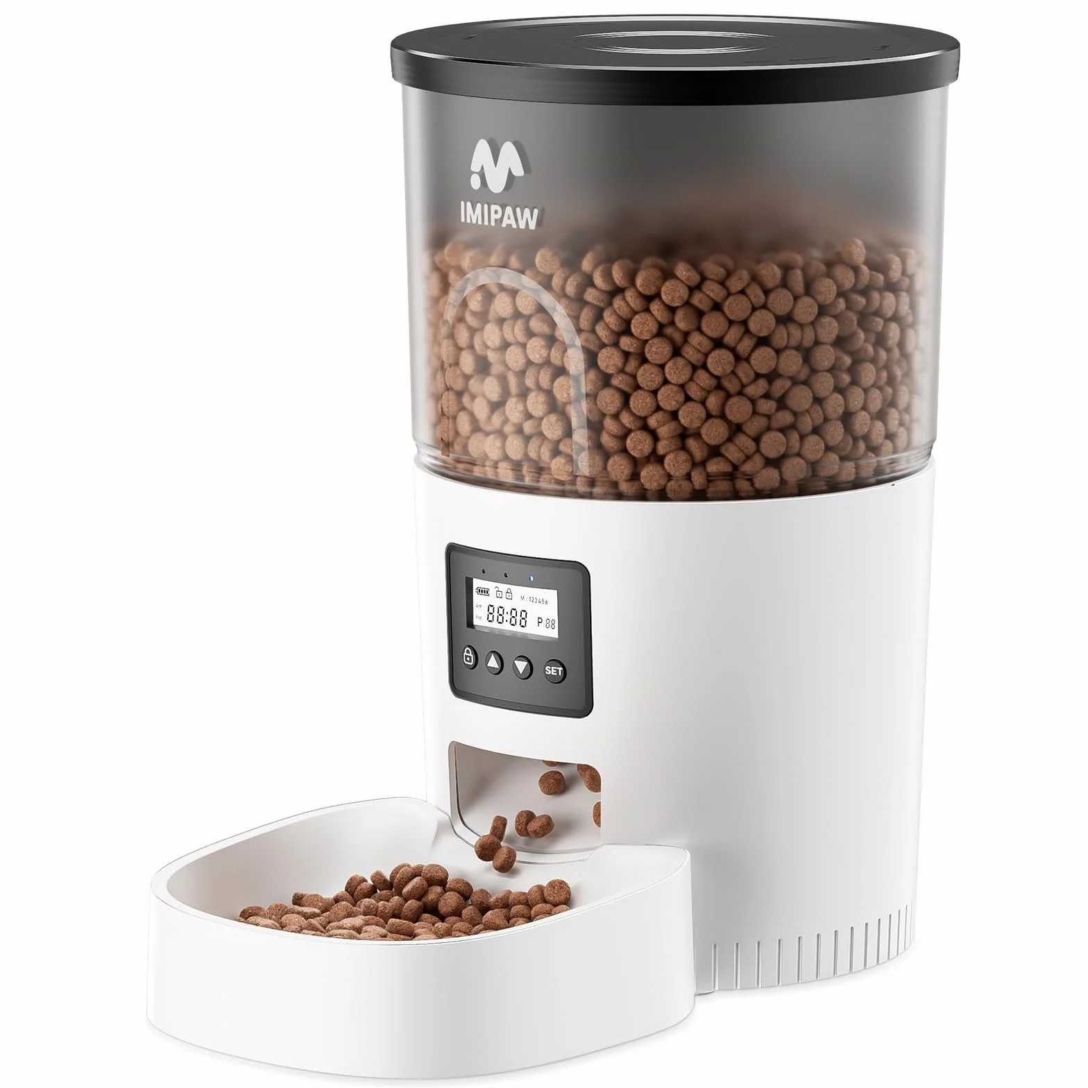 Distributeur Croquettes Chat Automatique Minuterie Programmable 1-6 Repas Jour Blanc 3L