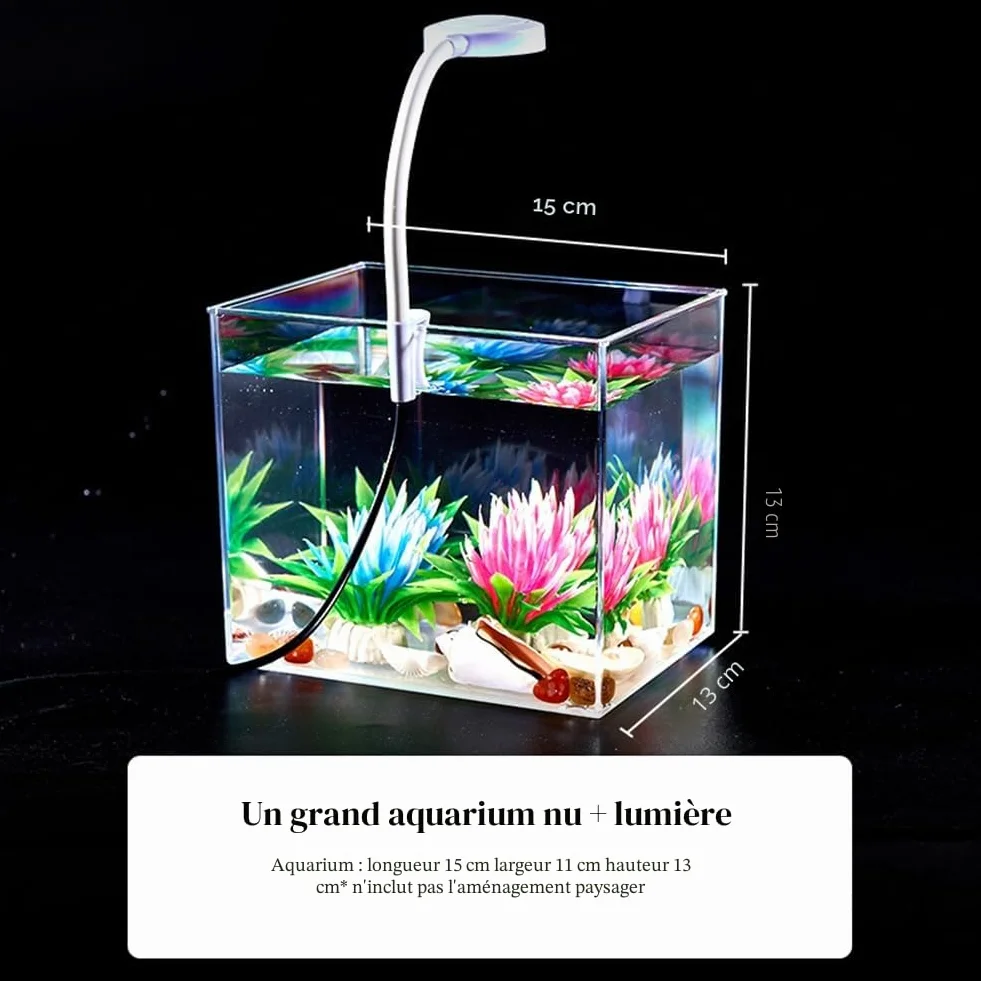 Aquarium Lampe de Serrage Kit Démarrage Carré 13x13x15 cm