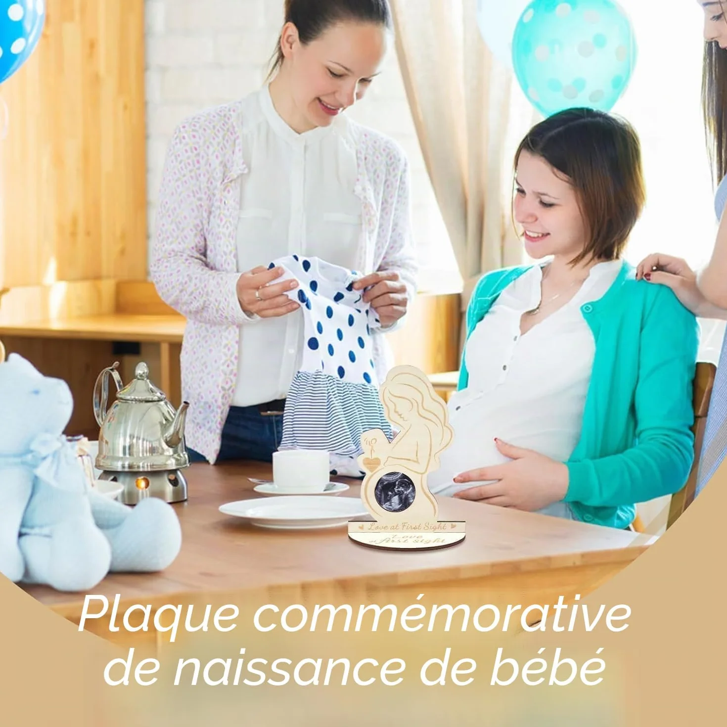 Cadre Photo Femme Enceinte en Bois - Décoration Unique pour Échographies de Bébé - Support Photo Ultrasons
