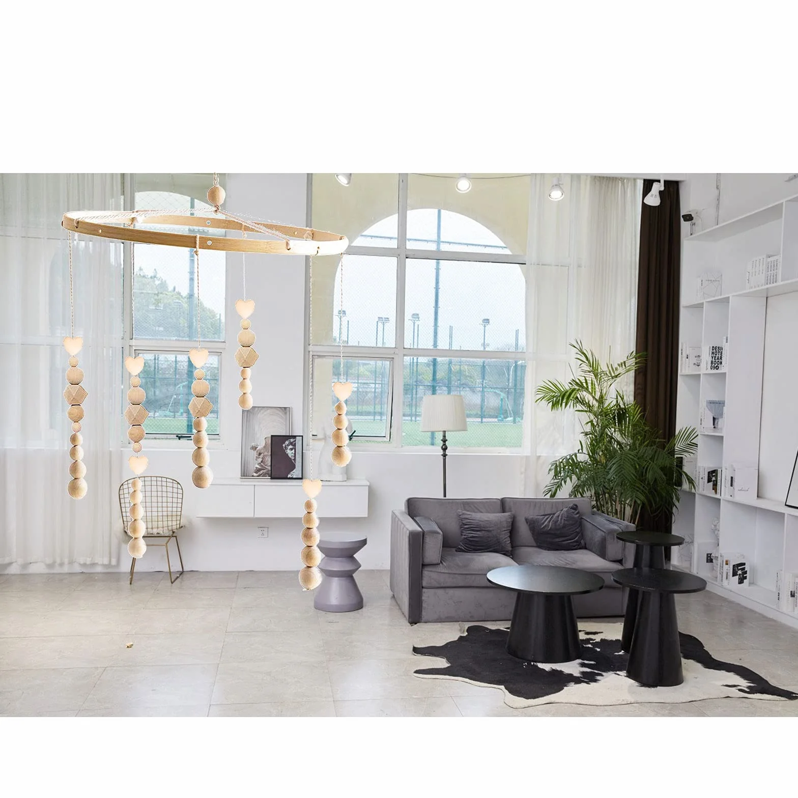 Cadre Mobile en Bois de Bricolage, Support pour Carillon de Vent Fait à la Main, Décoration de Pépinière pour Lit Bébé