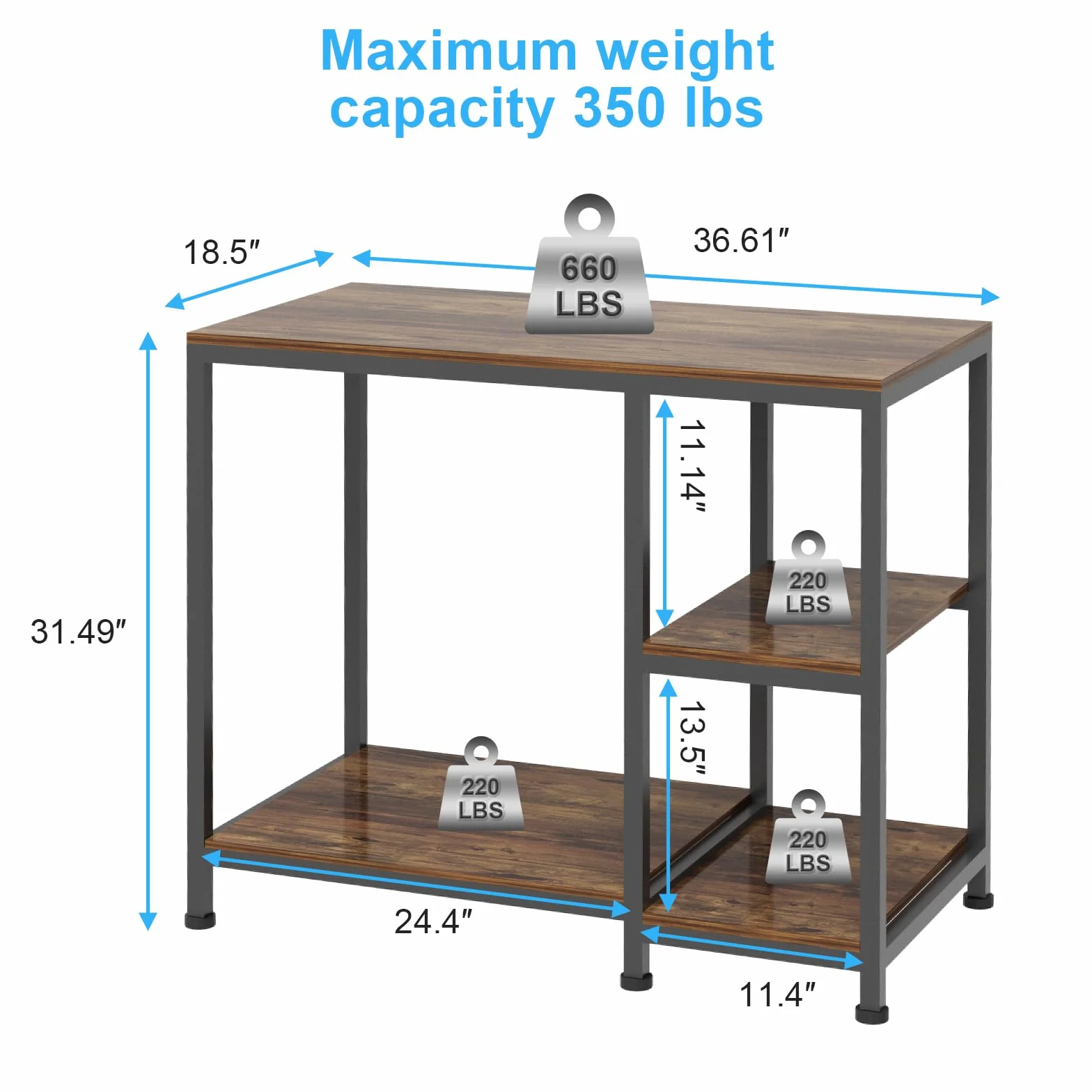 VyGrow Support pour Aquarium 40 Gallons, Robuste 93 x 47 x 80 CM, Étagères en Bois, Capacité 330KG