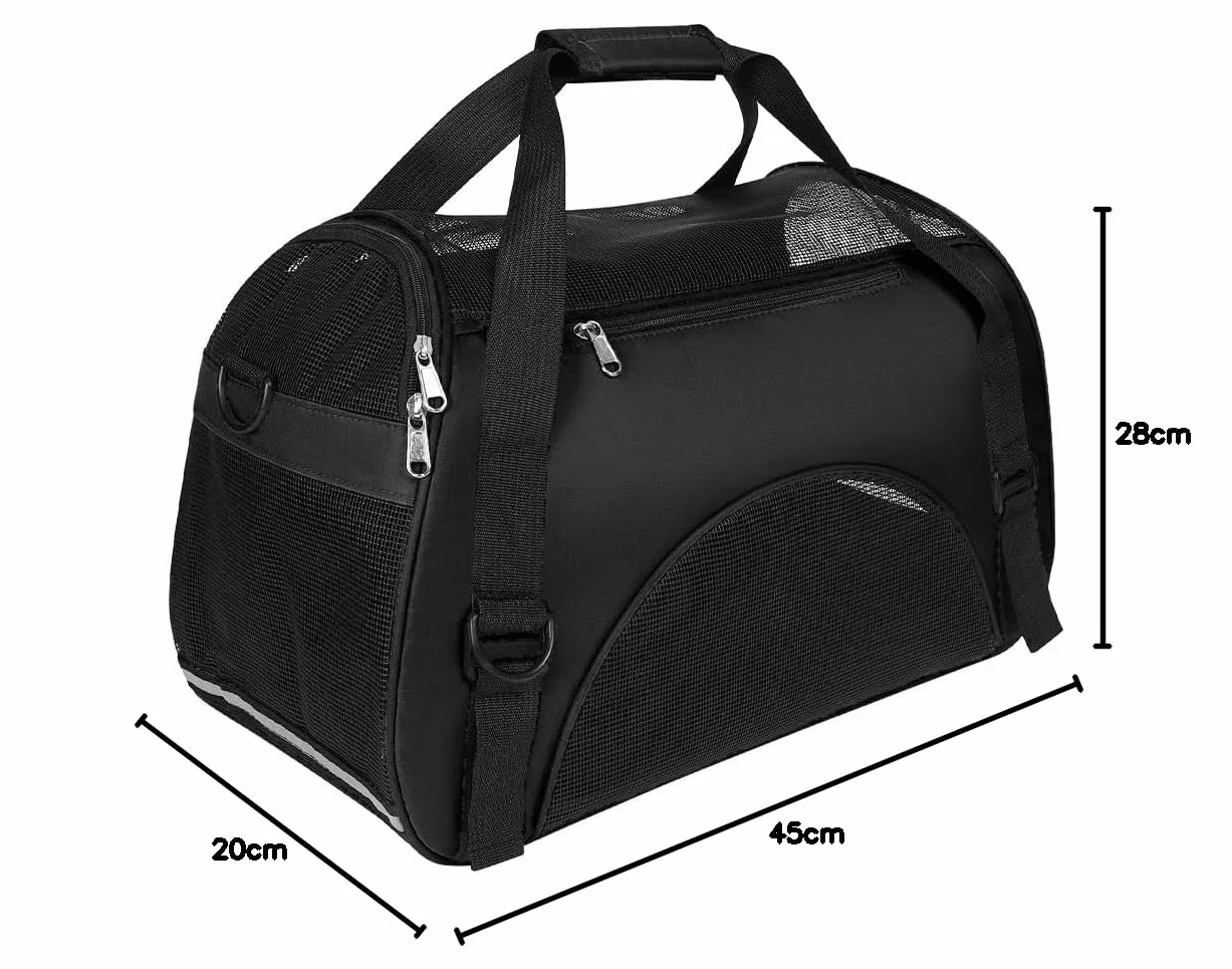 Sac de Transport pour Chat Chien Pliable à Parois Souple Bandoulière Réglable Respirant