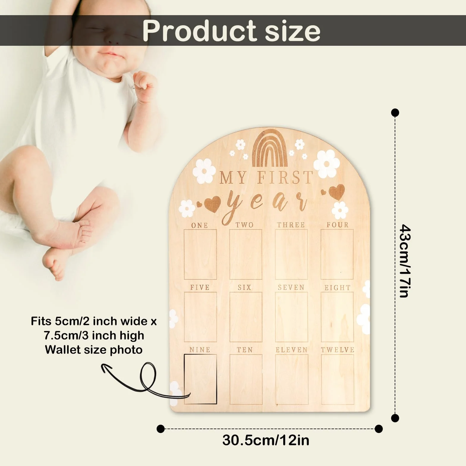 PEUTIER Cadre Photo Bébé Première Année Personnalisé Garçon Fille Anniversaire Décoration Chambre