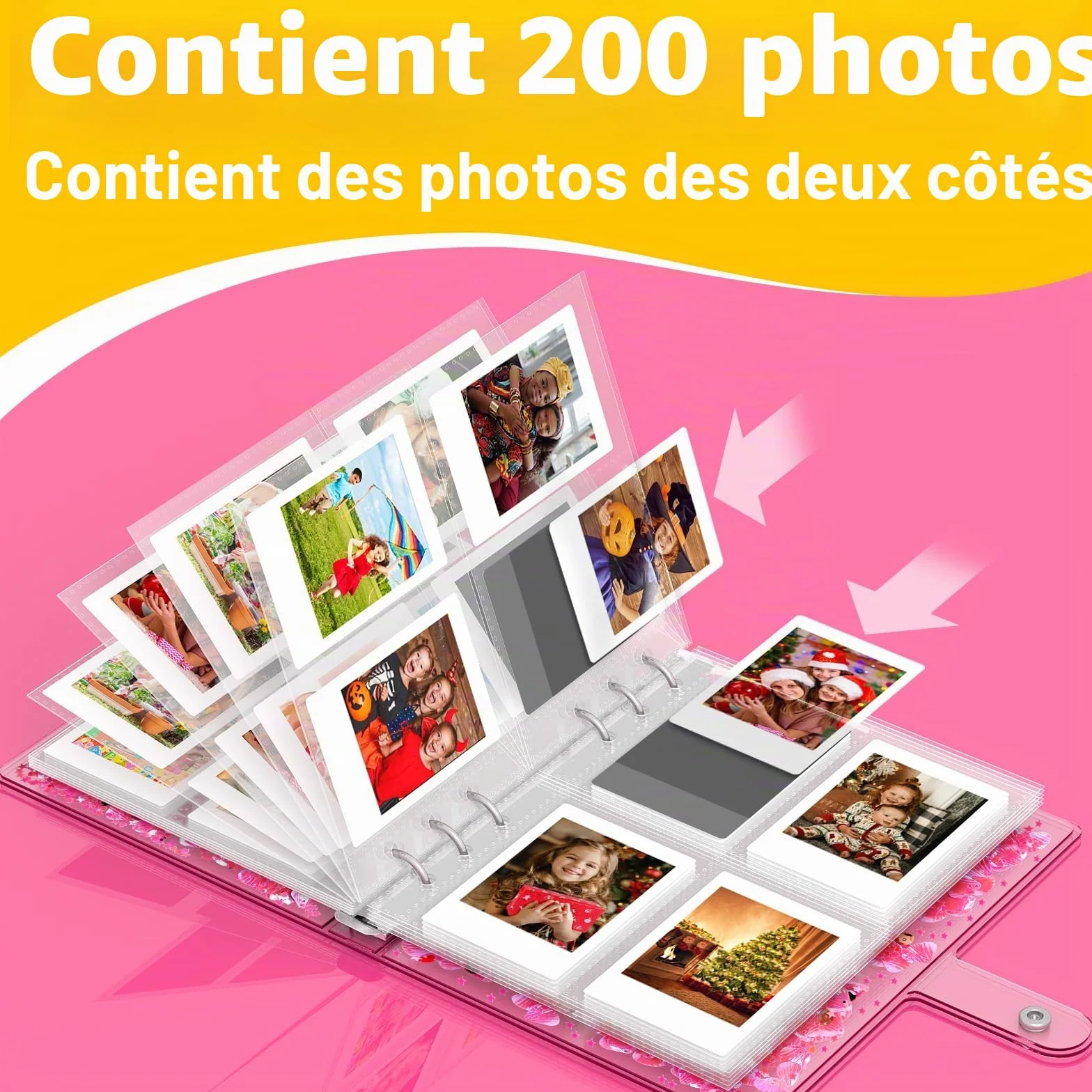 Album Photo Enfant pour Polaroid Instax Mini, 200 Photos, Cadeau Filles 4-10 Ans