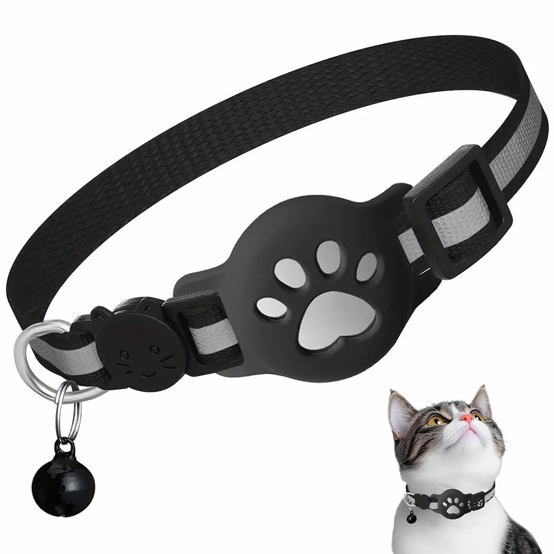 Collier Chat Airtag Apple Anti-étranglement Chaton Petits Chiens Noire