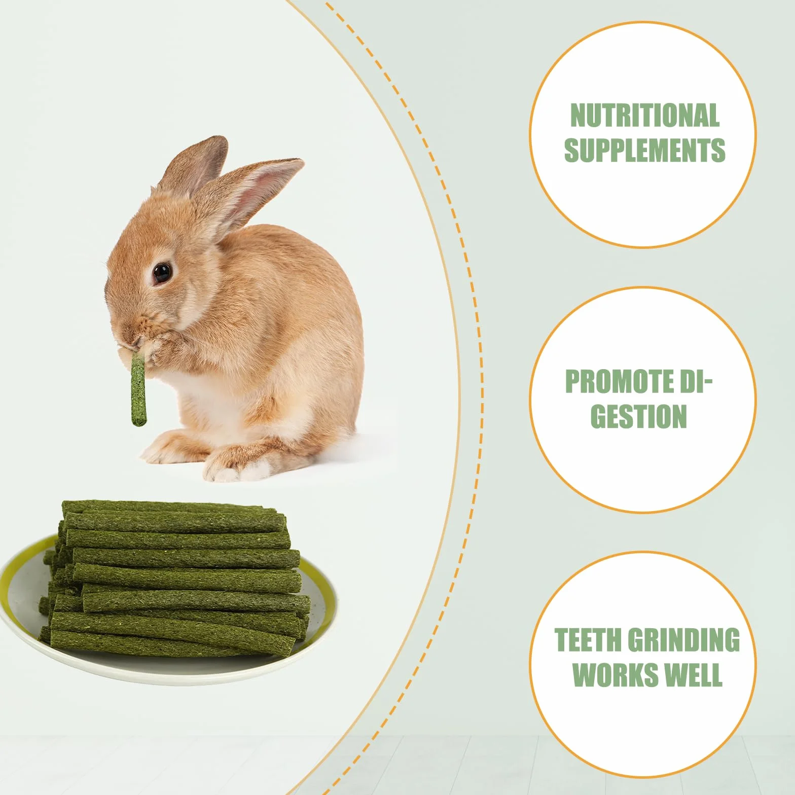 BAIFULAI Lot de 60 bâtonnets de foin Timothy pour lapins cochons d'Inde Chinchilla jouets à mâcher