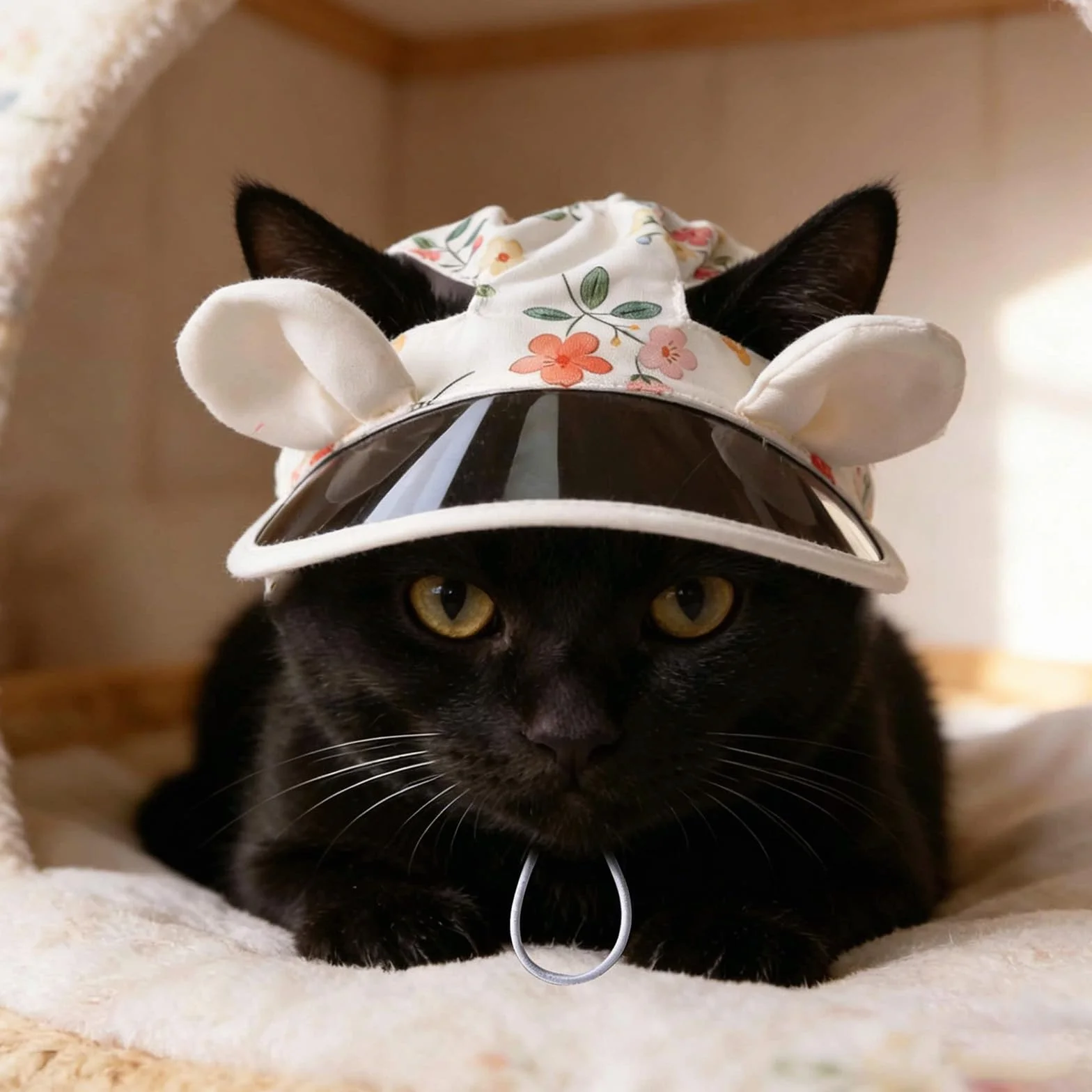 Casquette Chien de Protection Solaire, Chapeau pour Chat Réglable avec Trous d'oreilles, Chapeau de Sport Chat de Compagnie Extérieur, Visière de Casquette Anti-UV Convient Chats et Chiots