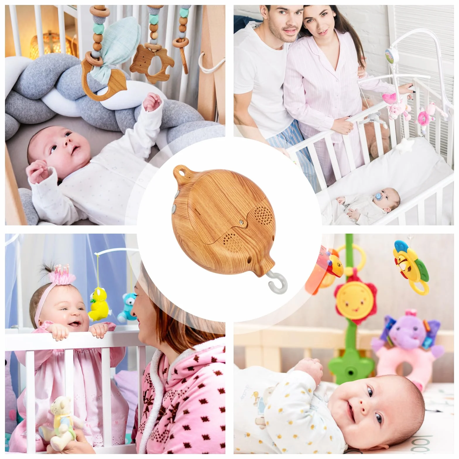 Boîte à musique mobile pour bébé avec crochet rotatif – Jouet de crèche à piles – 35 mélodies