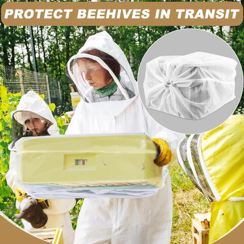 Sacs de transport en maille pour ruche polyester durable avec cordon de serrage sécurisé