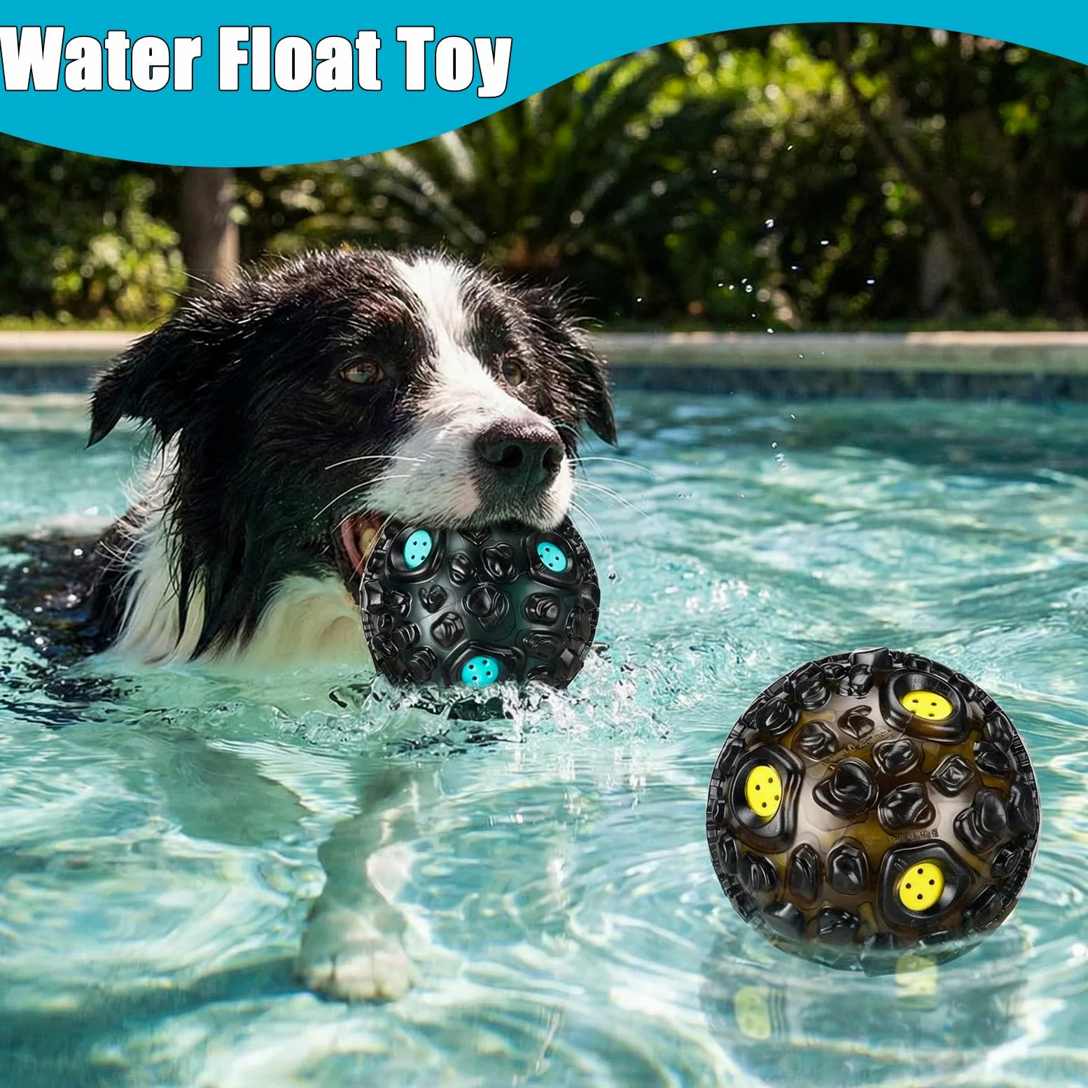 Honoson Lot de 4 balles à mâcher agressives pour chien – Jouet interactif indestructible avec rire qui couine – Jouet à mâcher en caoutchouc élastique pour chiens de petite, moyenne et grande taille