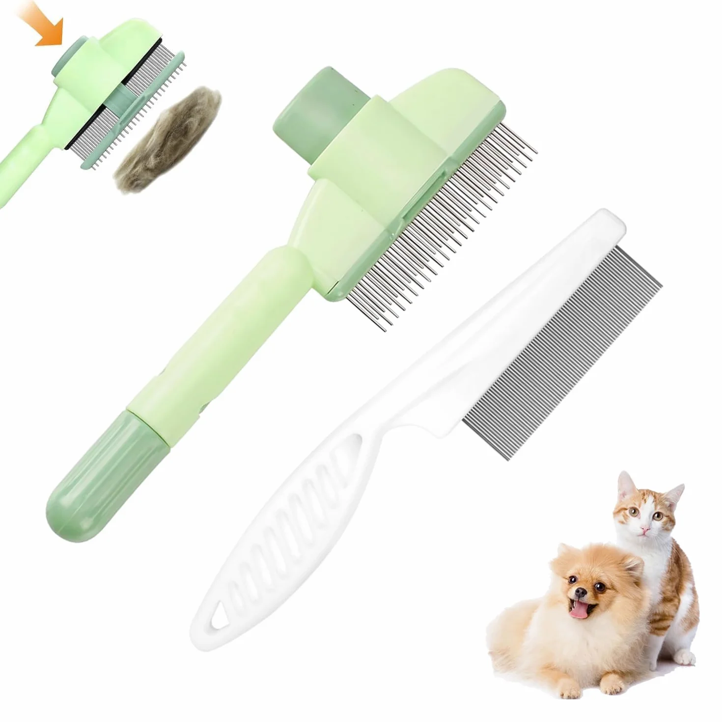 Brosse Anti-puces Autonettoyante pour Chats et Animaux de Compagnie