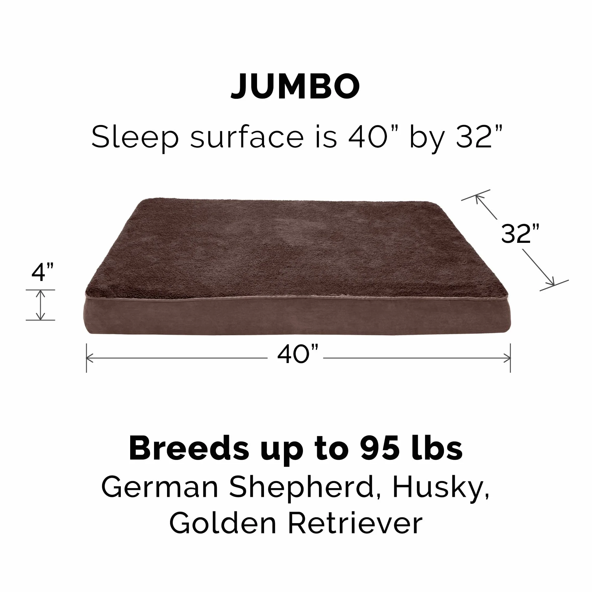 FurHaven Housse de Rechange pour Lit pour Chien en Tissu éponge et Daim, Lavable en Machine, Espresso, Jumbo (XL)