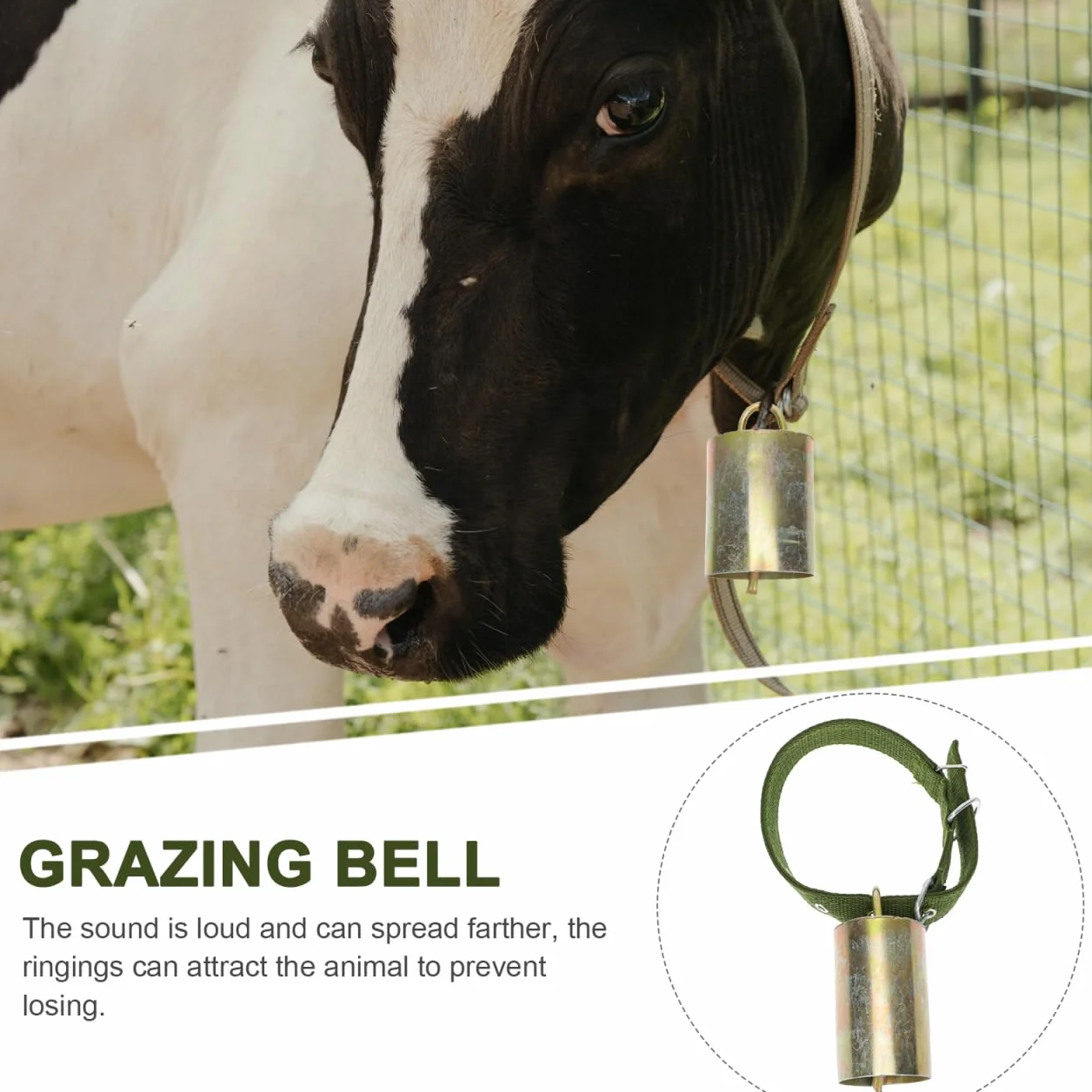 STOBAZA Cloche de pâturage pour bétail et moutons Sonnette en bronze avec son fort