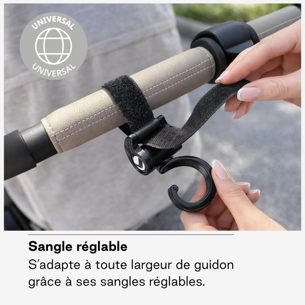 Jané Crochets Universels pour Poussette Lot de 2 Noir