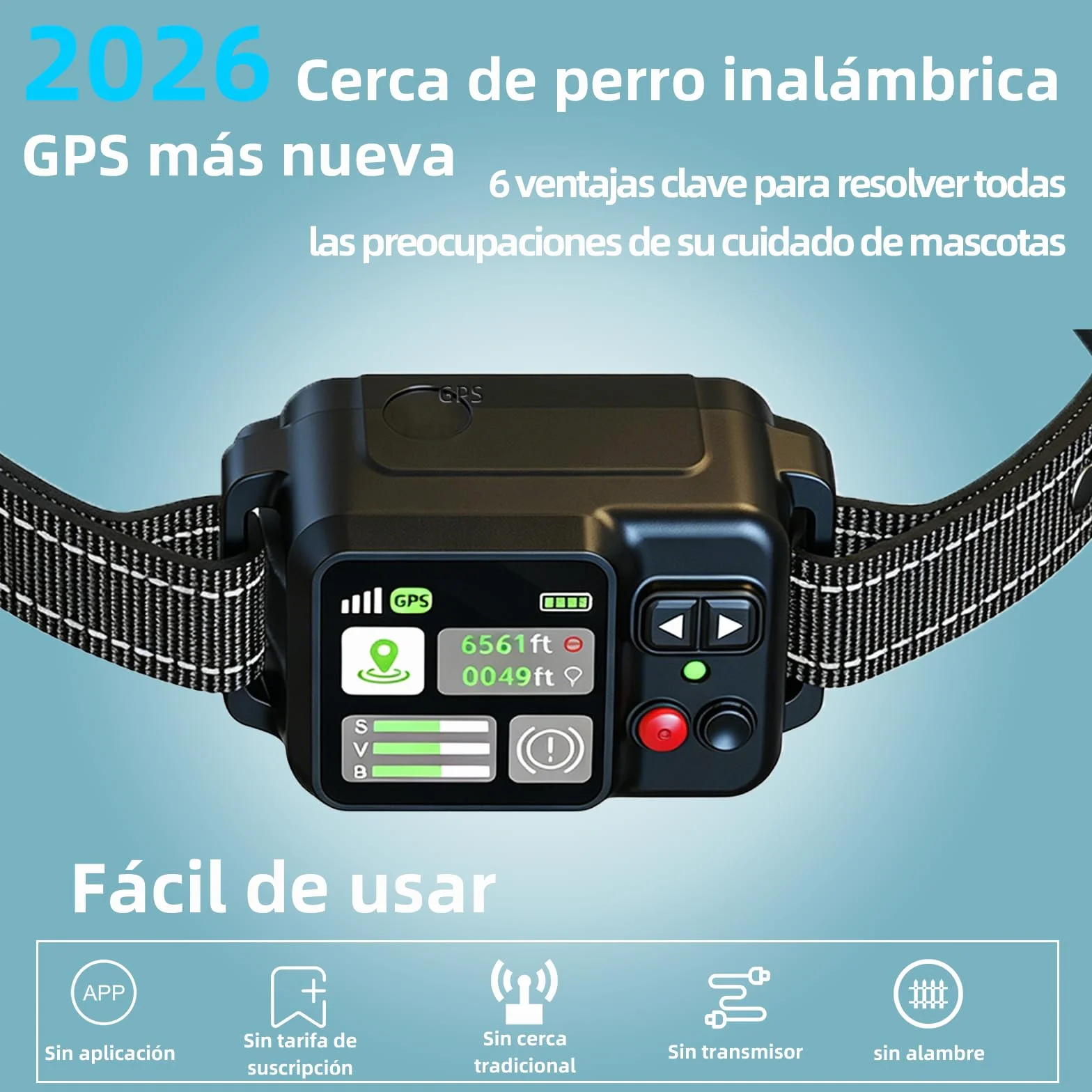 Clôture Invisible GPS pour Chien, Rayon Ajustable 15-2000m, 3 Modes d'Entraînement, IPX7, Sans Abonnement