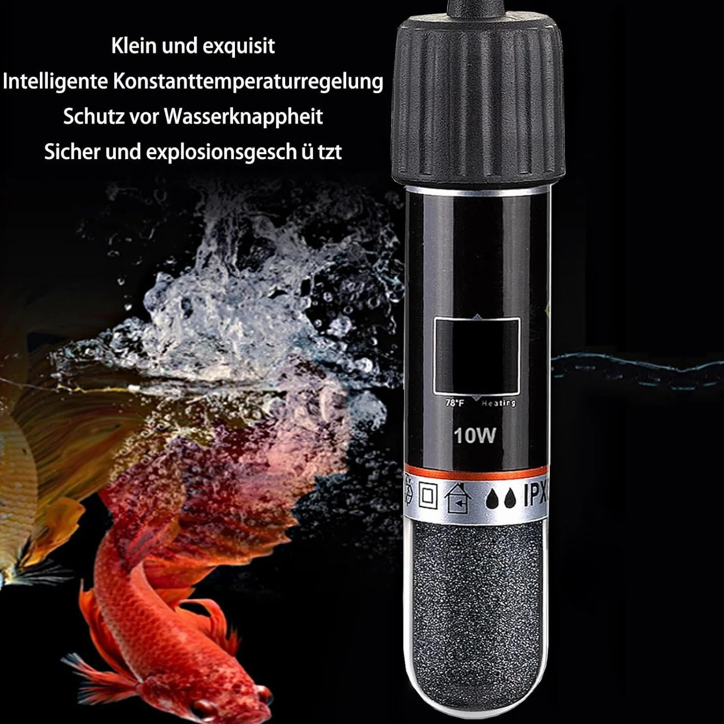 GERUI Lot de 2 mini chauffages USB d'aquarium 10 W avec thermostat, thermostat pour petits aquariums, pour eau salée et eau douce