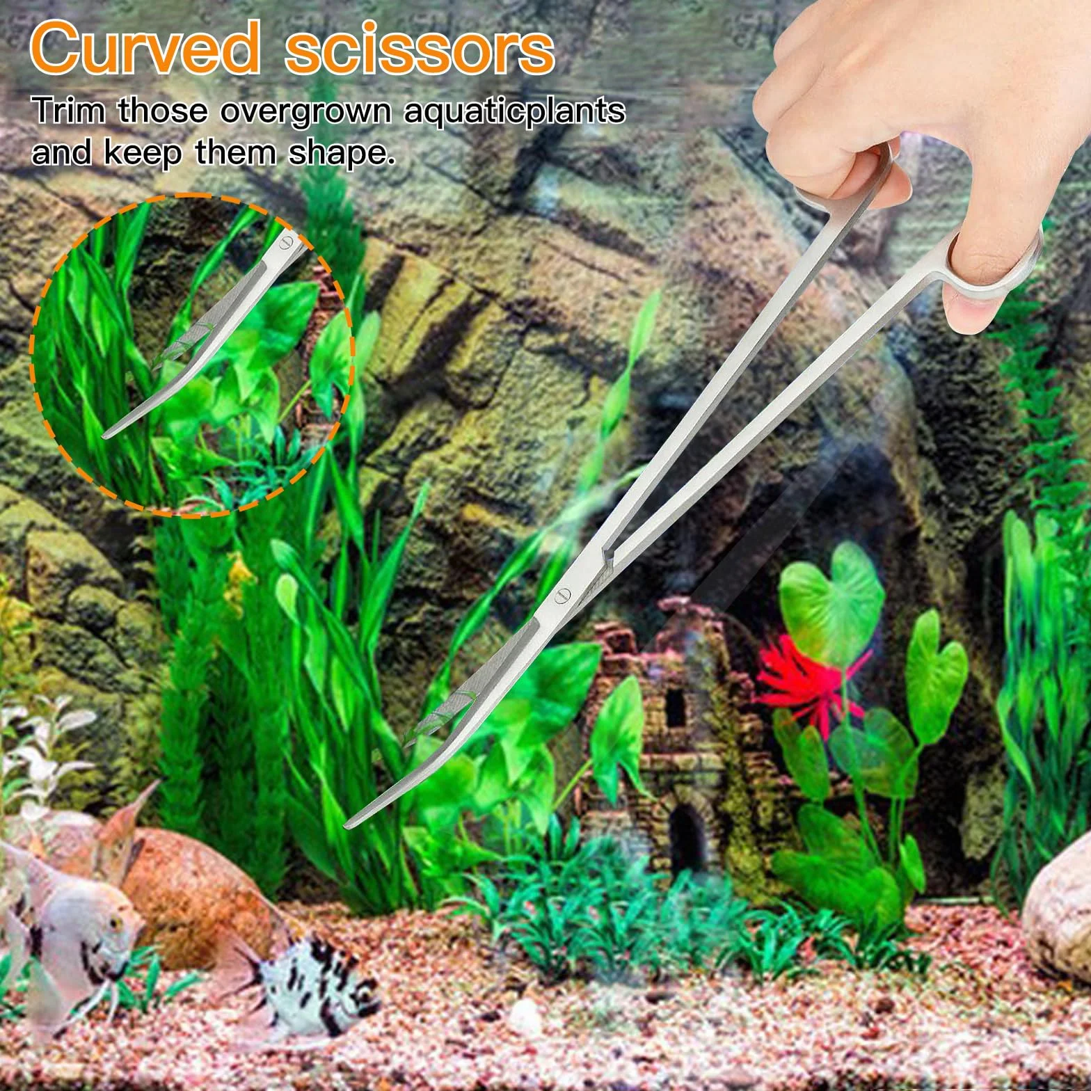 Aquarium Aquascaping Kit 5 en 1 INOX Ciseaux Pinces Outils Set