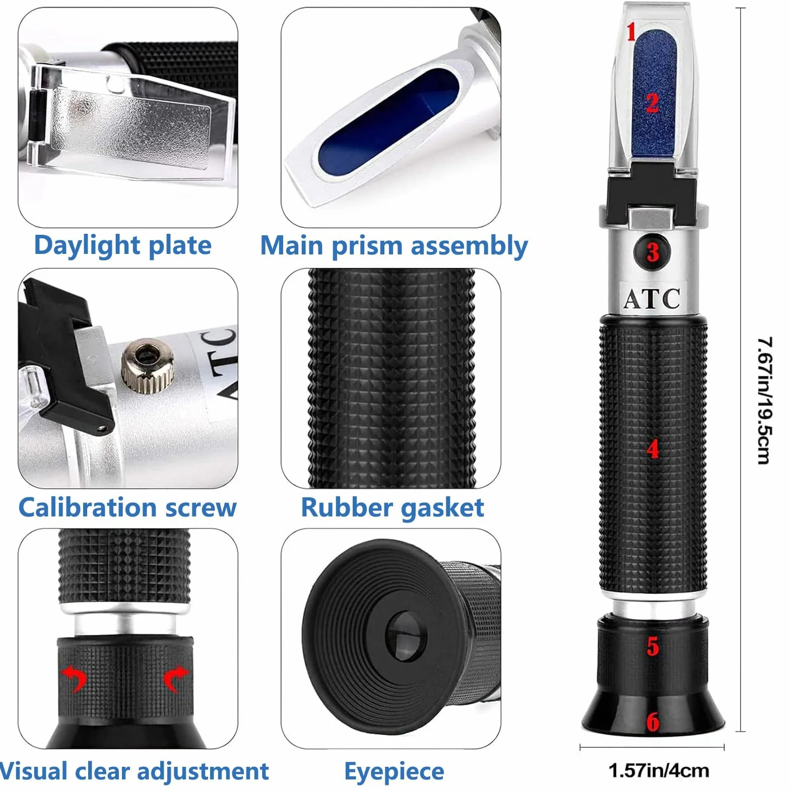 Réfractomètre de salinité 0-100% portable double échelle ATC haute précision pour aquarium eau salée