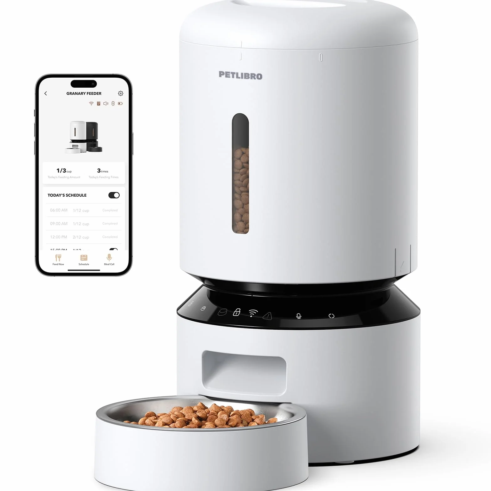 PETLIBRO 5L Distributeur Automatique pour Chat avec APP WiFi 5G 2.4G Mangeoire pour Chien Capteur de Nourriture Faible Blocage Enregistrement Sonore