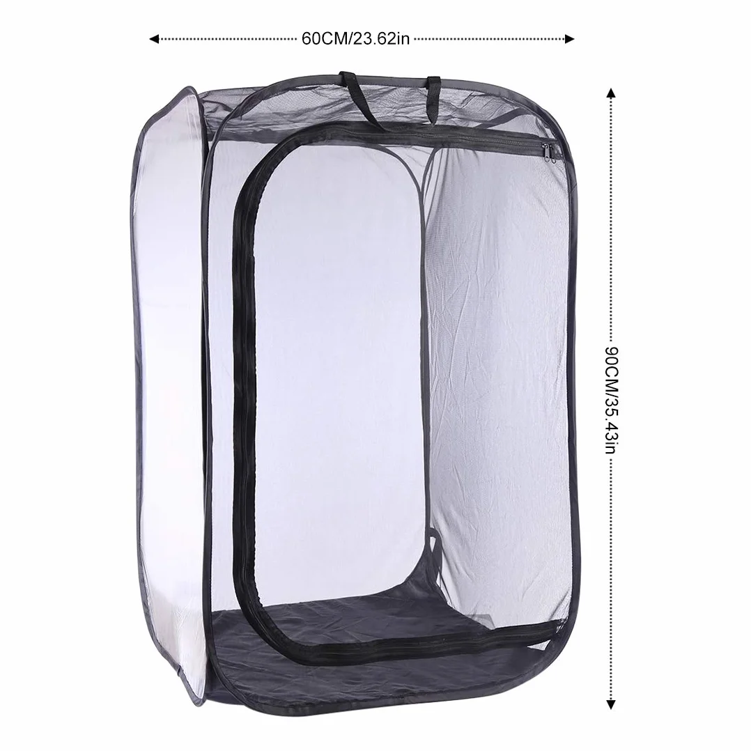 Insecte Papillon Cage de Protection Pliable Noir 60x60x90 cm Large