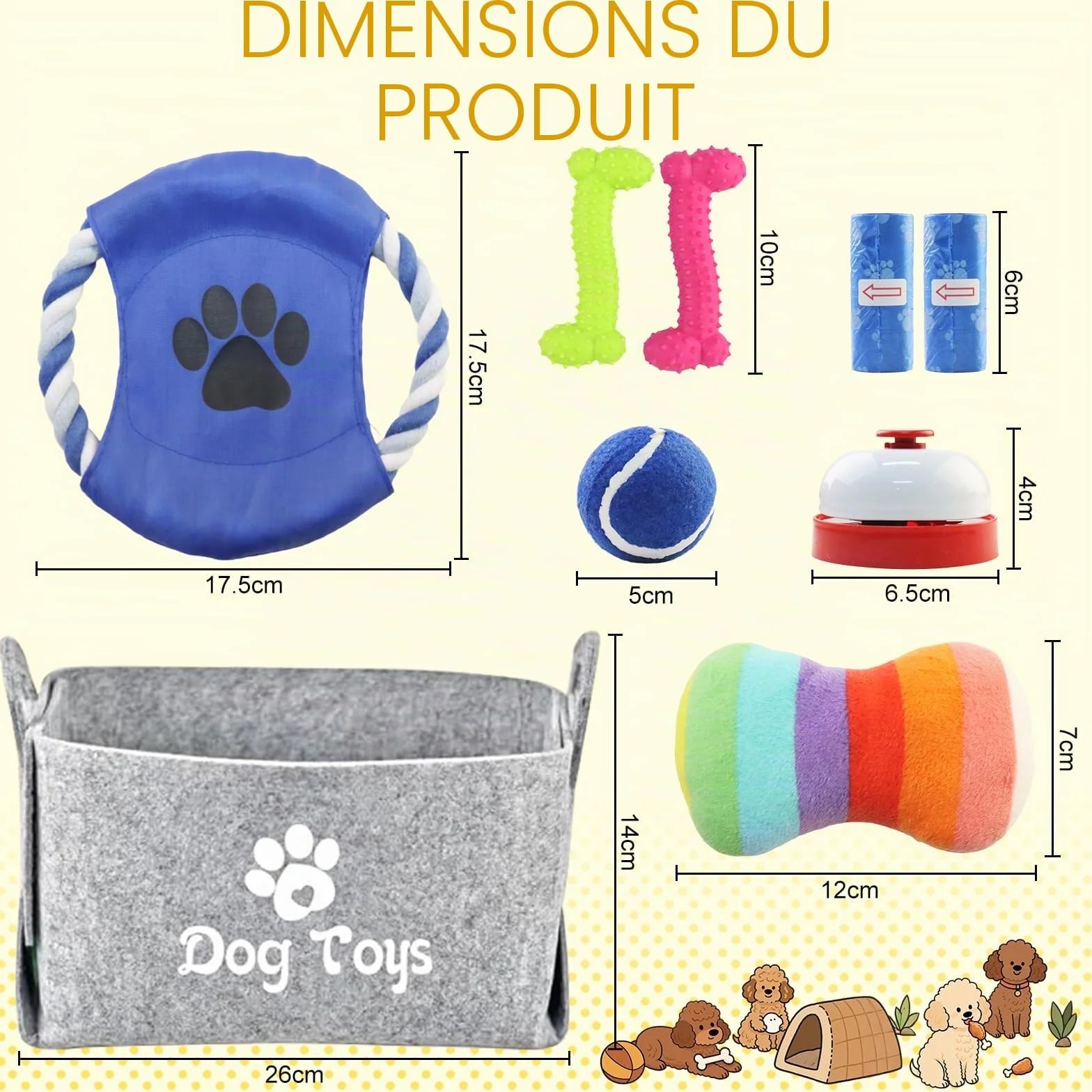Lot de Jouets pour Chiot 14 Pièces Jouets pour Chiens de Petite Taille Interactif Jouet Corde en Coton avec Boîte de Rangement
