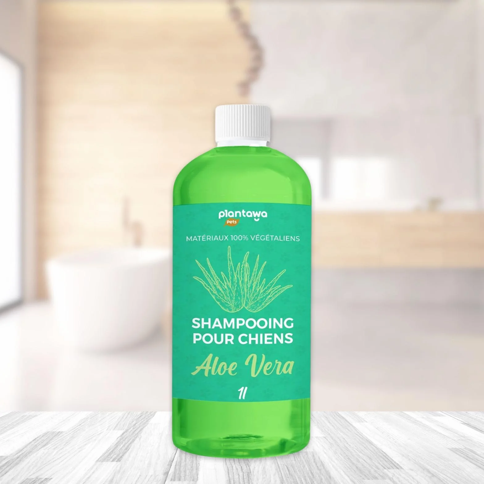 Plantawa Shampooing pour Chien à l'Aloe Vera 1L Peau Sensible Anti-Irritation Vegan