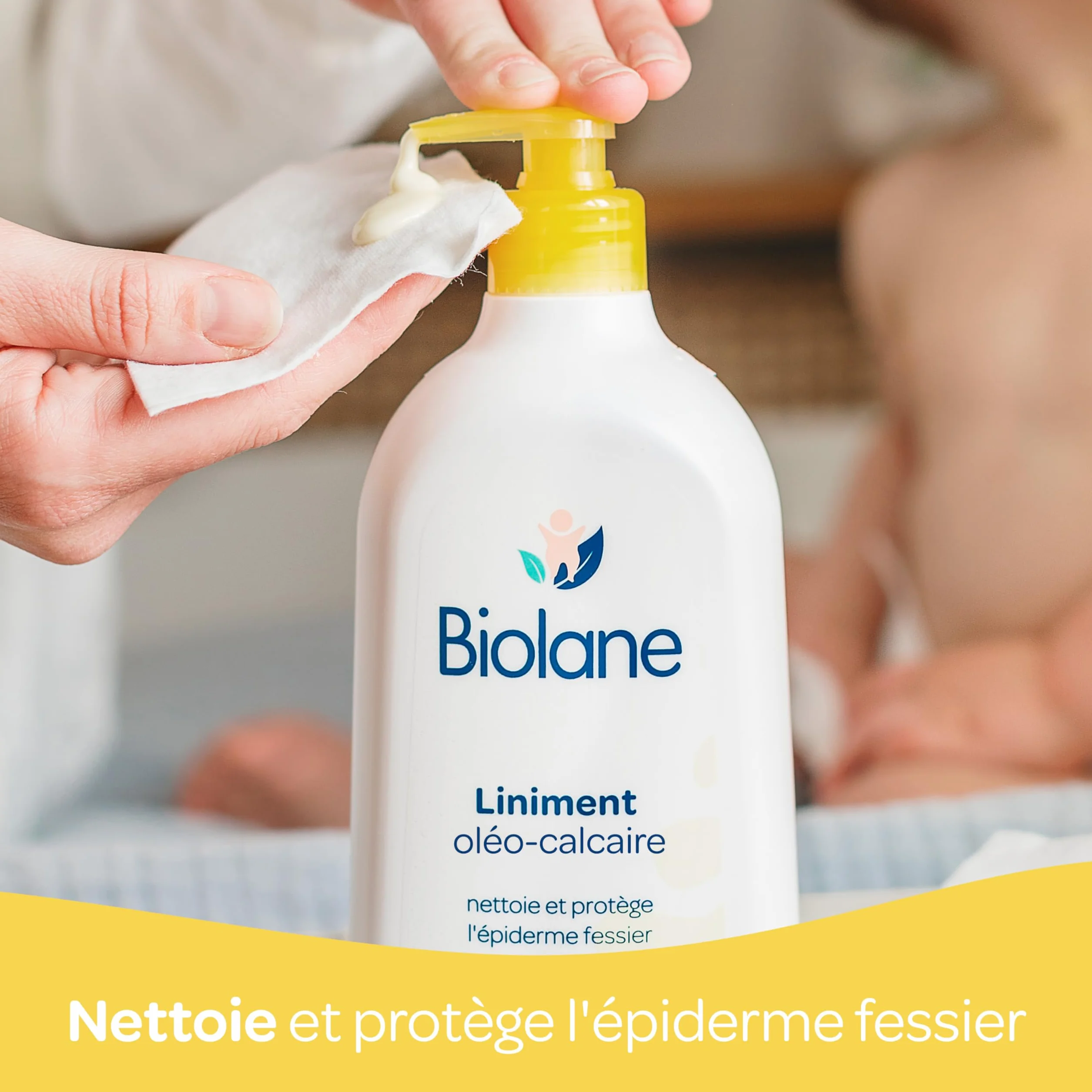BIOLANE Liniment oleo calcaire Bébé Nettoyant sans rinçage 99% Origine naturelle Peaux Sensibles 700ml Fabriqué en France