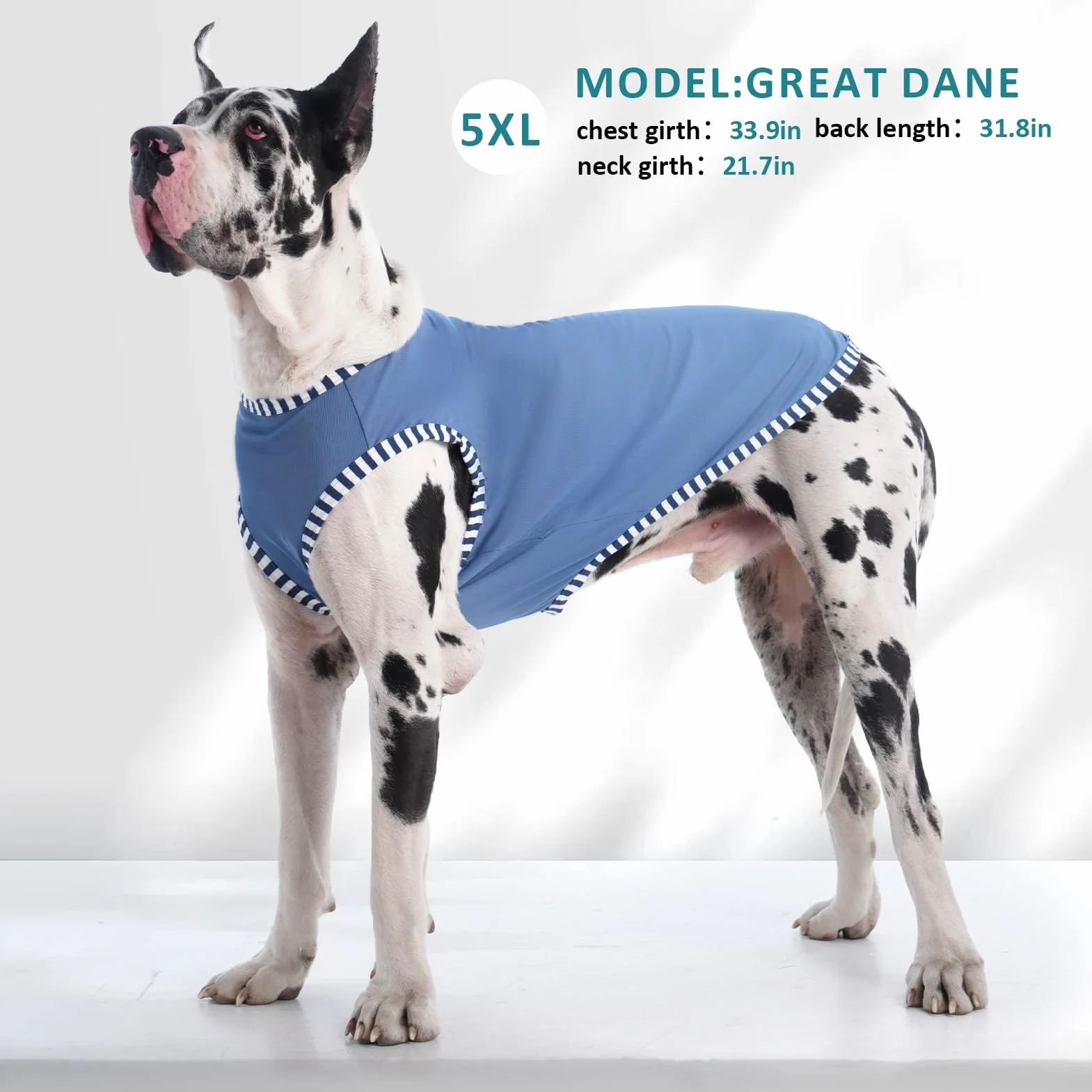 Chemises pour chien Lot de 2 gris bleu élastique grande taille t-shirt été respirant sans manches rayures labrador Golden