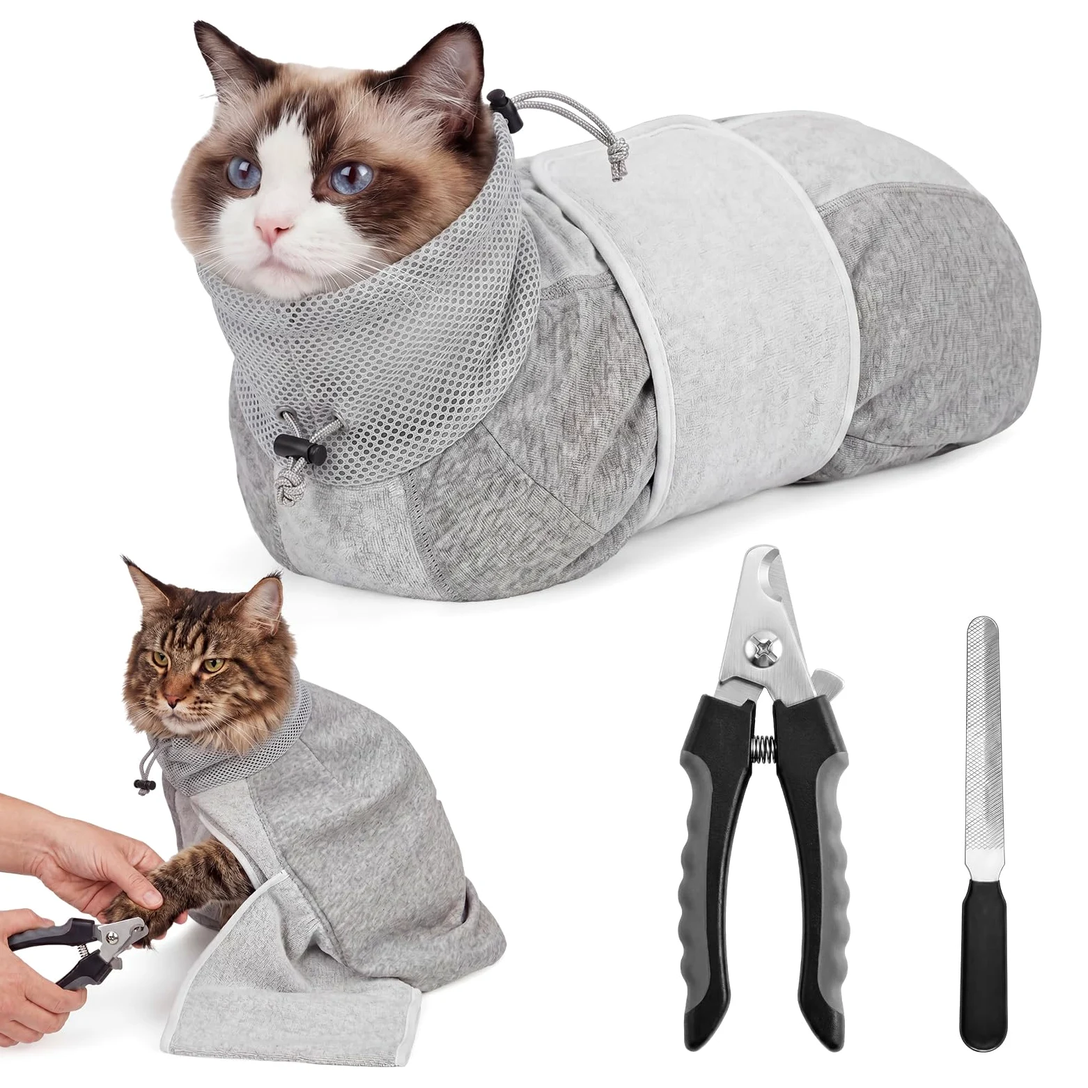 Hsei Rouleau de toilettage pour chat pour couper les ongles avec coupe-ongles et lime, taille S