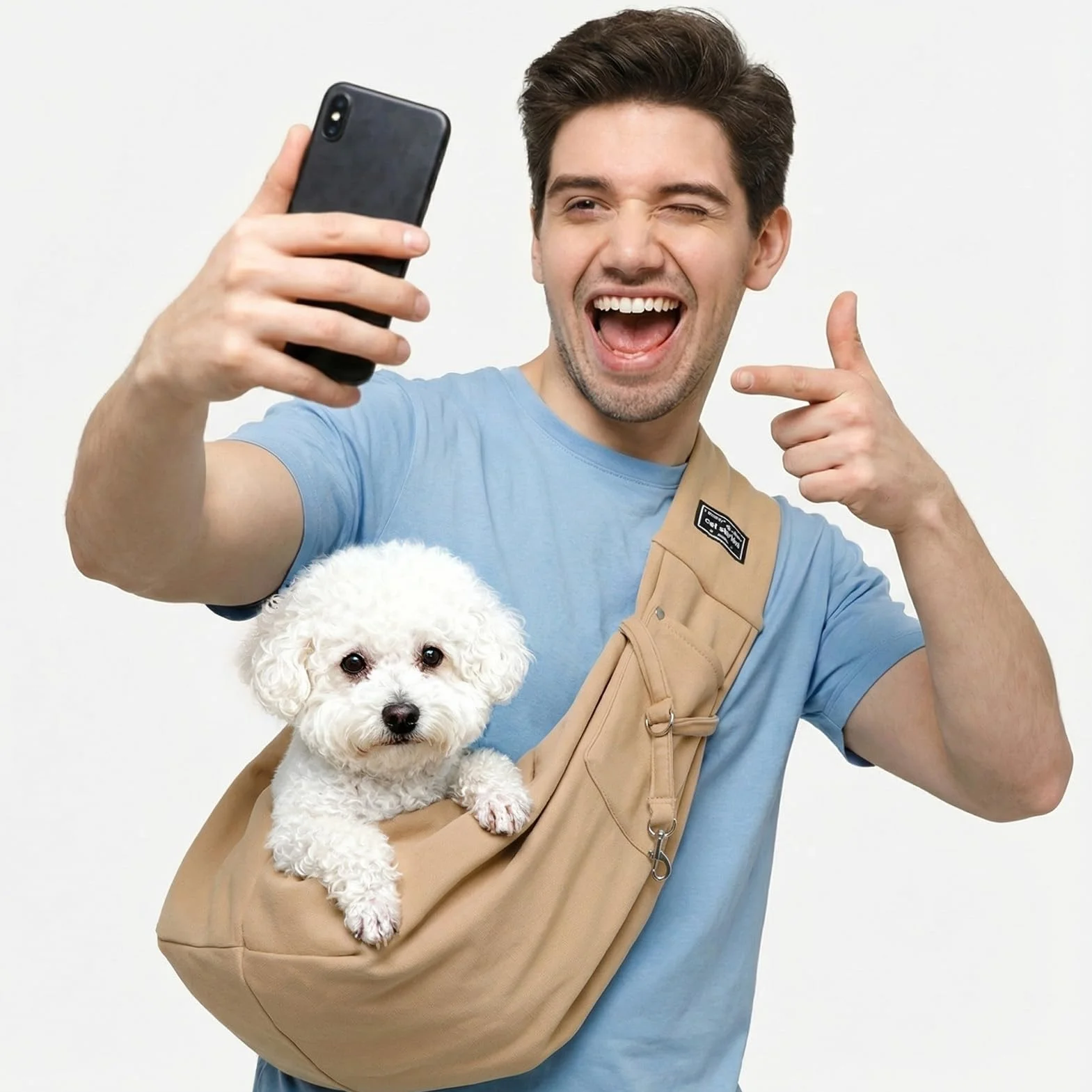 Sac de Transport pour Chien Chat à Bandoulière Mains Libres Respirant Réversible jusqu'à 7 KG Kaki
