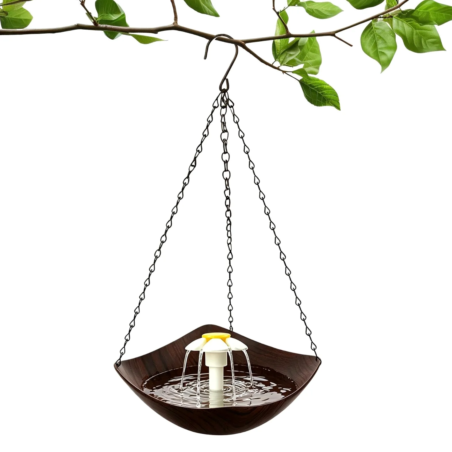 Bain d'Oiseaux pour Extérieur Mangeoire Suspendue avec Pompe Solaire | Fontaine pour Oiseaux pour Jardin, Pelouse, Parc, Arbre, Cour