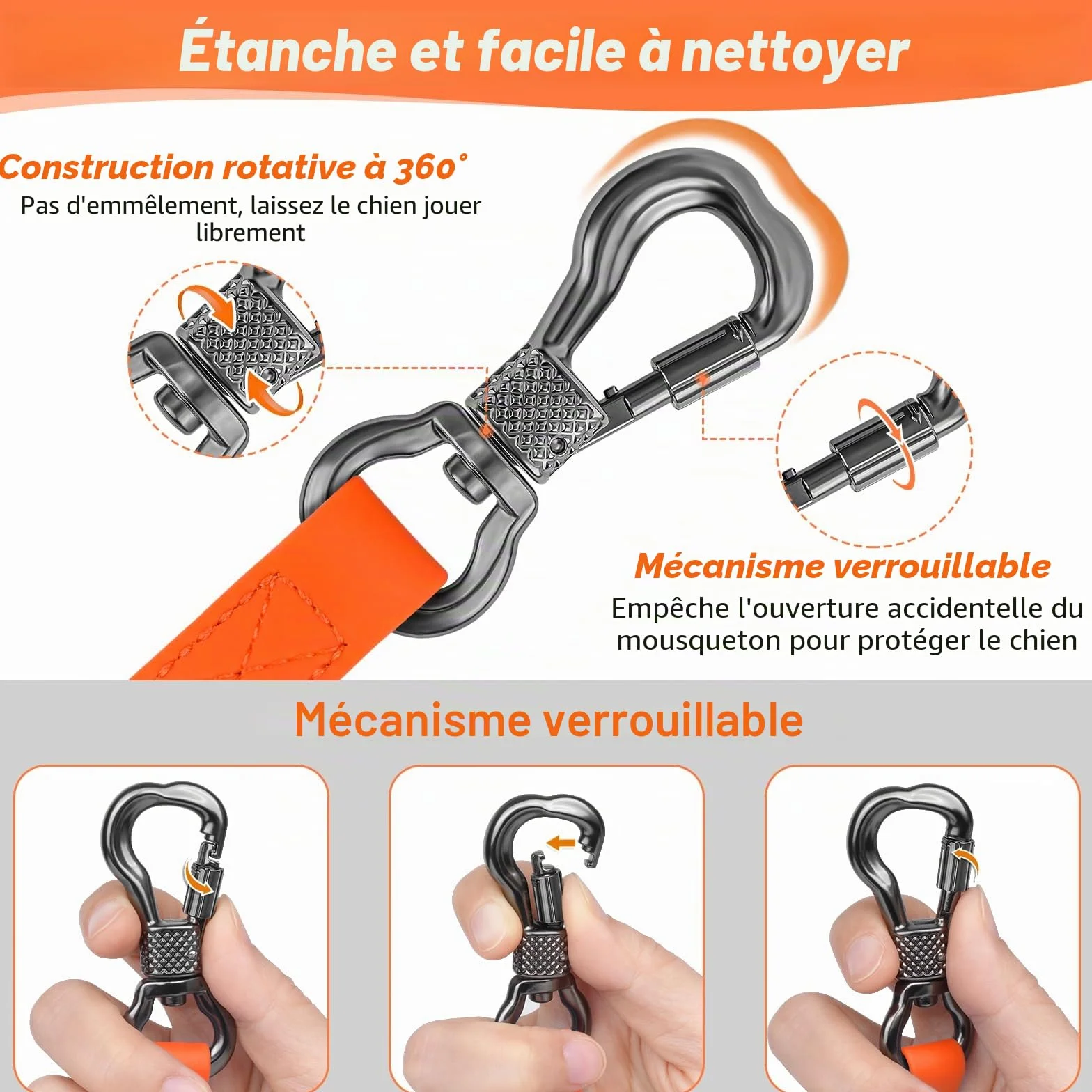Laisse pour Chien XBEN, Longe de Dressage étanche 3-30M, Mousqueton Verrouillable, Orange
