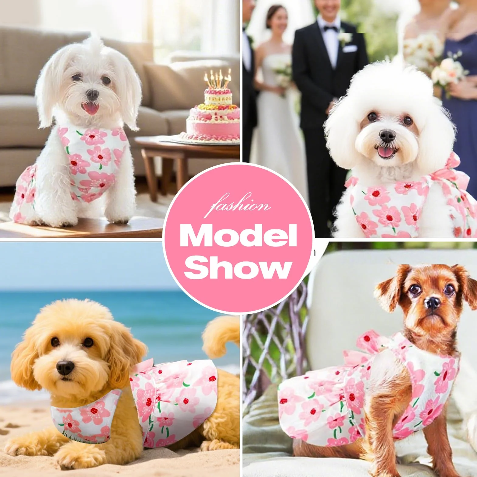 Robe Harnais pour Chien avec Laisse pour Petit Chien Jupe Respirante (L)