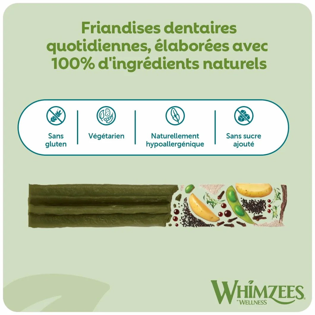 WHIMZEES Bâtonnets XS 56 Pièces Friandises Chiens Très Petite Taille Naturelles sans Céréale Végétariennes