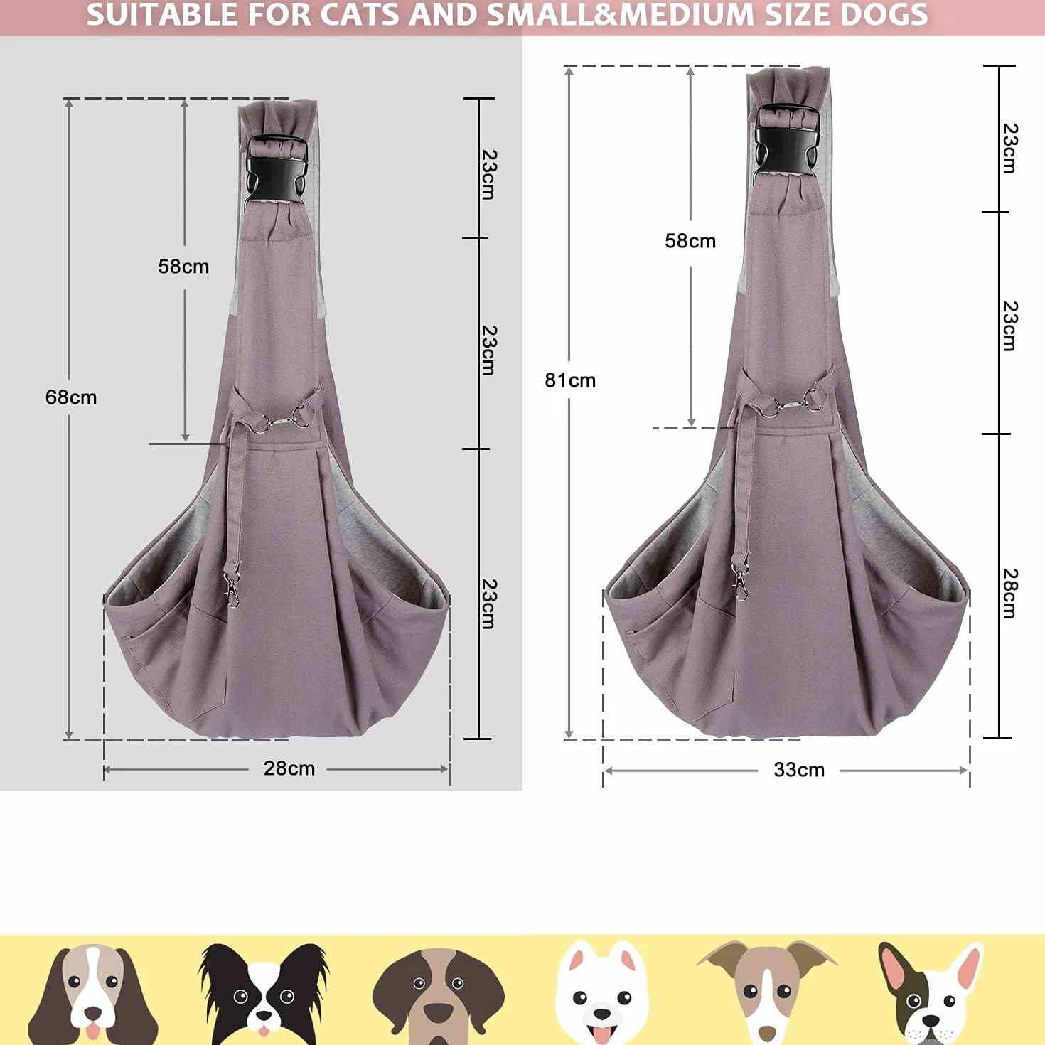 Sac de Transport en Bandoulière pour Animaux 13 kg pour Chiens et Chats
