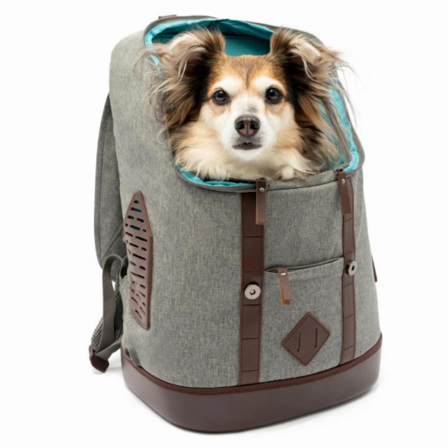 Kurgo Sac à Dos de Transport pour Petits Animaux, Gris Chiné | Mains libres, fond armorsole, convertible en sac de transport, robuste