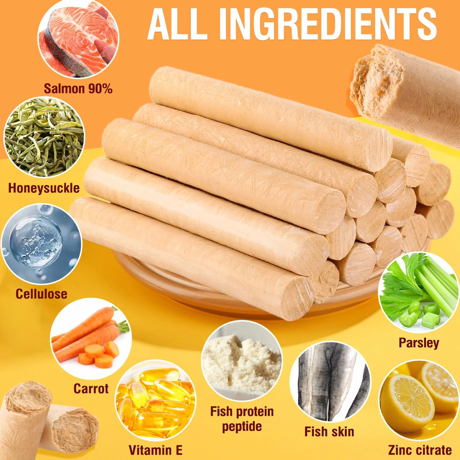 Bâtonnets De Saumon pour Chiens, Vrai Saumon Et Carottes, Facile À Digérer, Gâterie Riche en Protéines