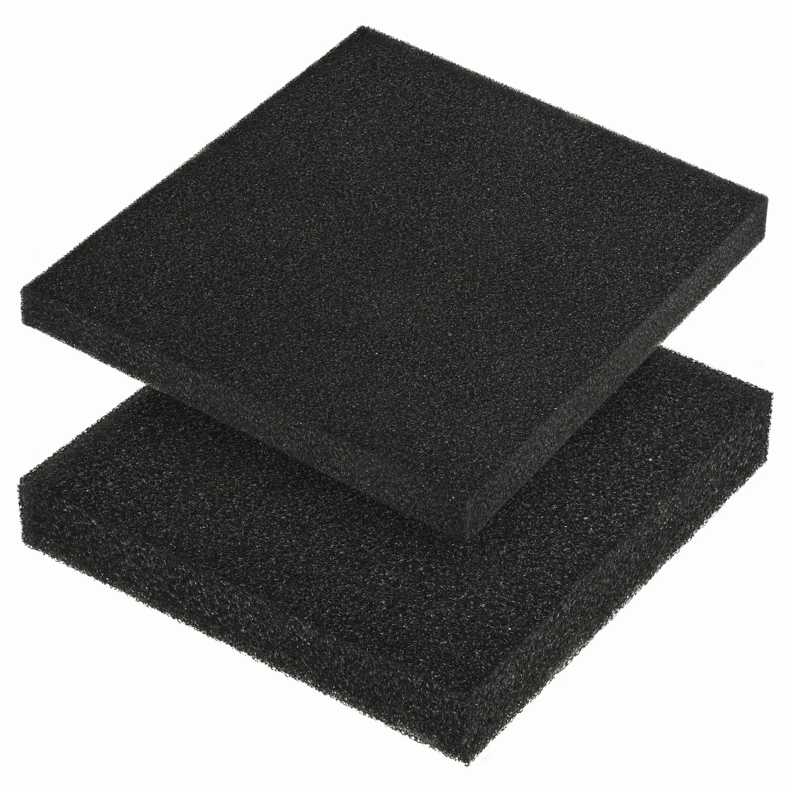 Lot de 2 éponges de filtre d'aquarium noires 50 x 50 x 4 cm 35 PPI - Filtre haute densité pour aquariums