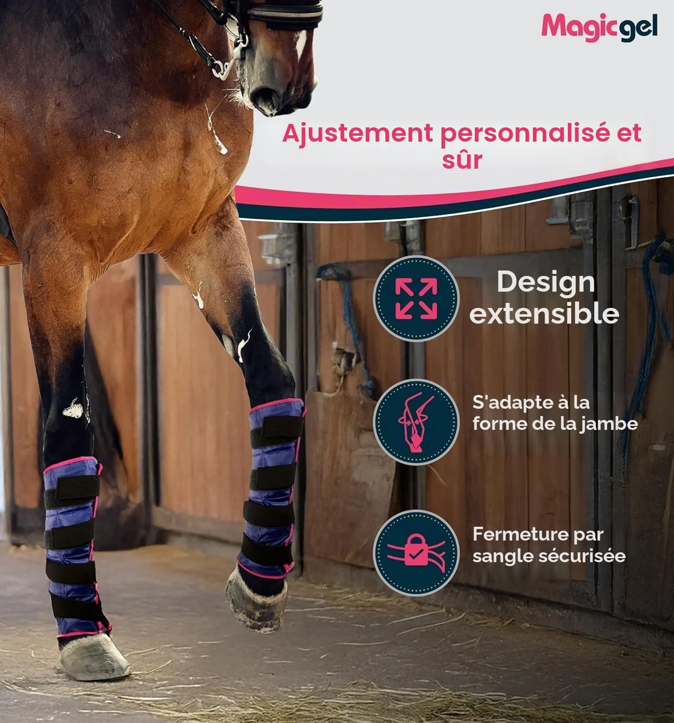 Magic Gel Pack de Gel de Glace pour Chevaux - Enveloppe Botte Guêtre de Thérapie par le Froid pour Jambe de Cheval - Poche de Glace Géante (Twin Ice Boot)