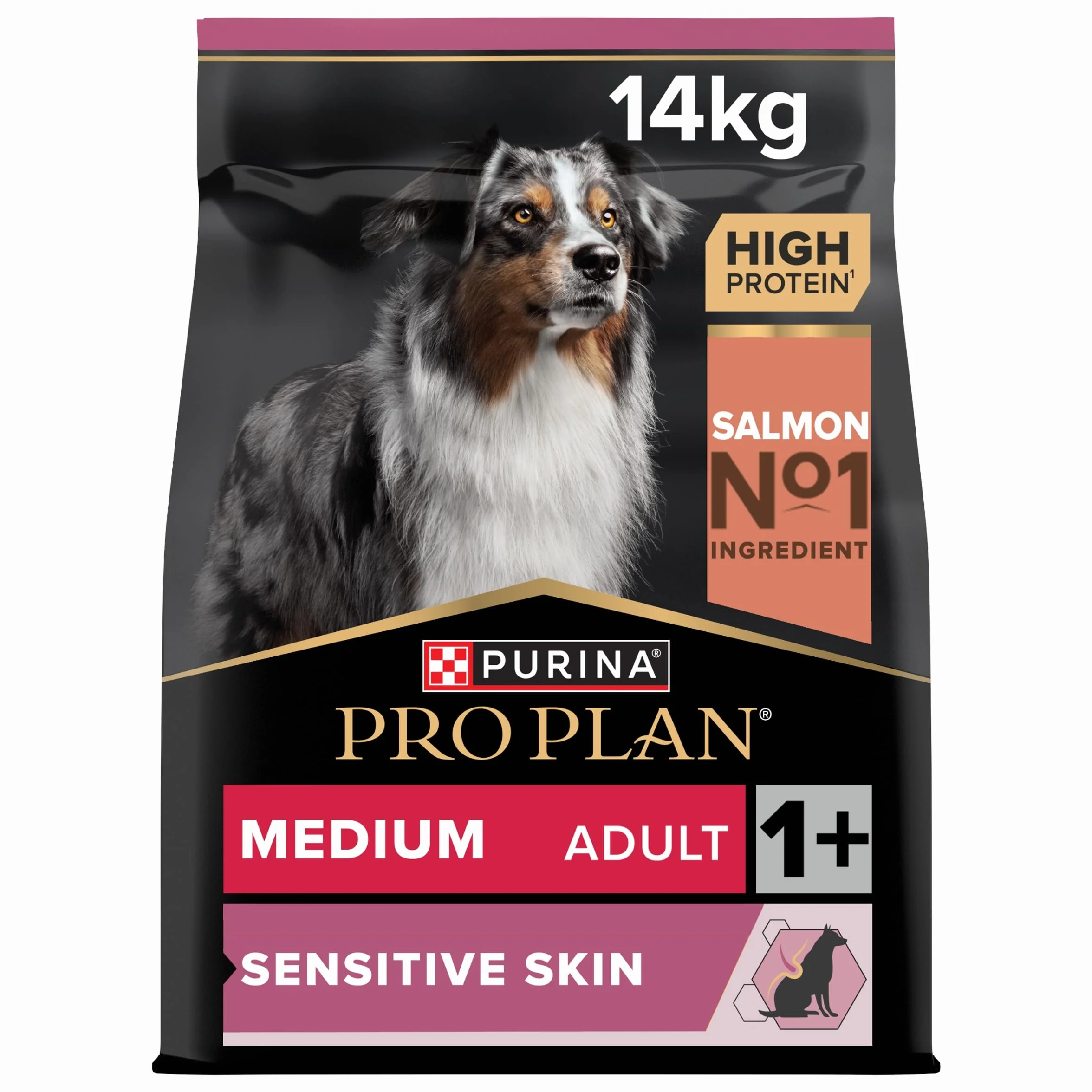 Purina PRO PLAN Aliment Sec Chien Adulte Taille Moyenne Peau Sensible Sans Blé Saumon 14 kg