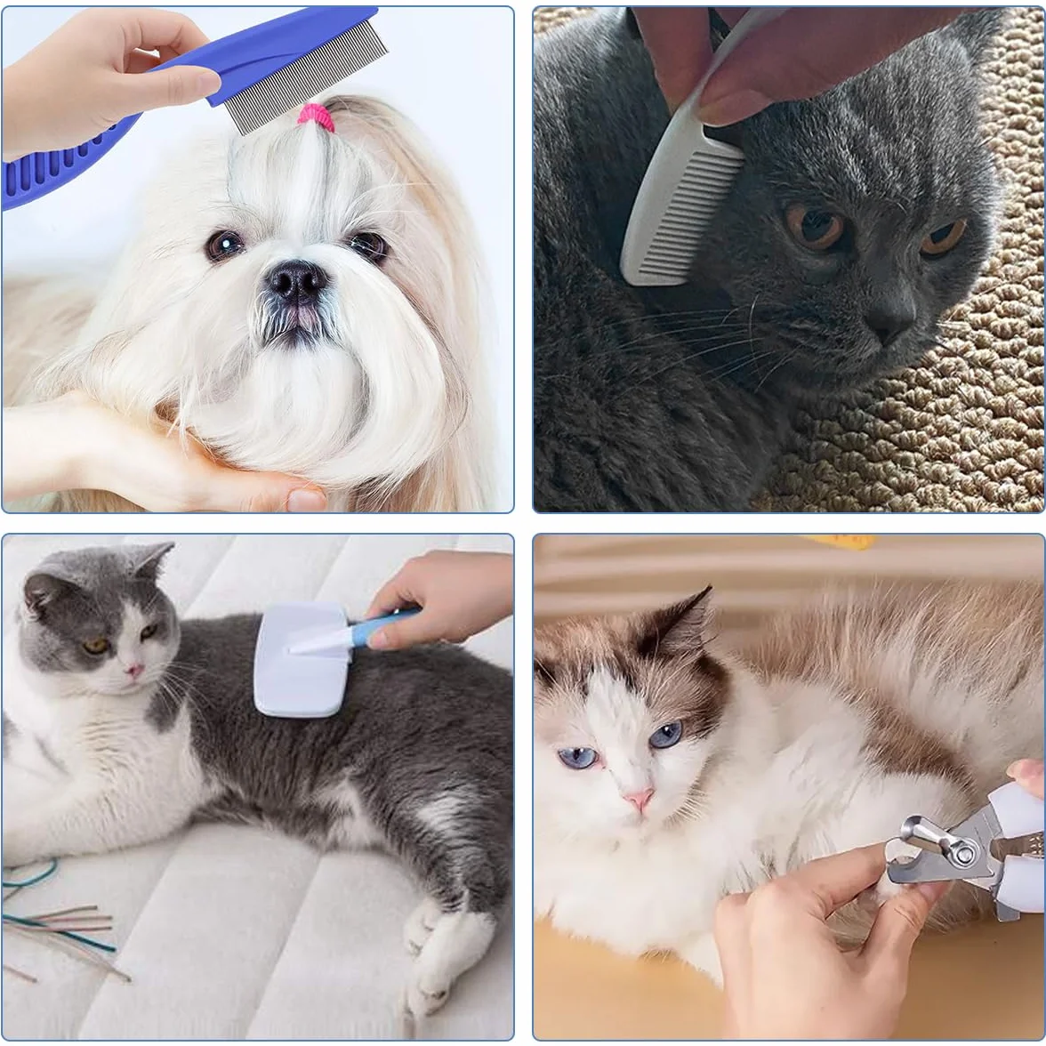 Kit De Toilettage Pour Lapins, 8 Pièces Brosse À Lapin, Avec Brosse De Massage Pour Animal Domestique, Peigne De Toilettage Pour Animaux Domestiques, Coupe Griffes Pour Chat Chien Furet Petits Animaux
